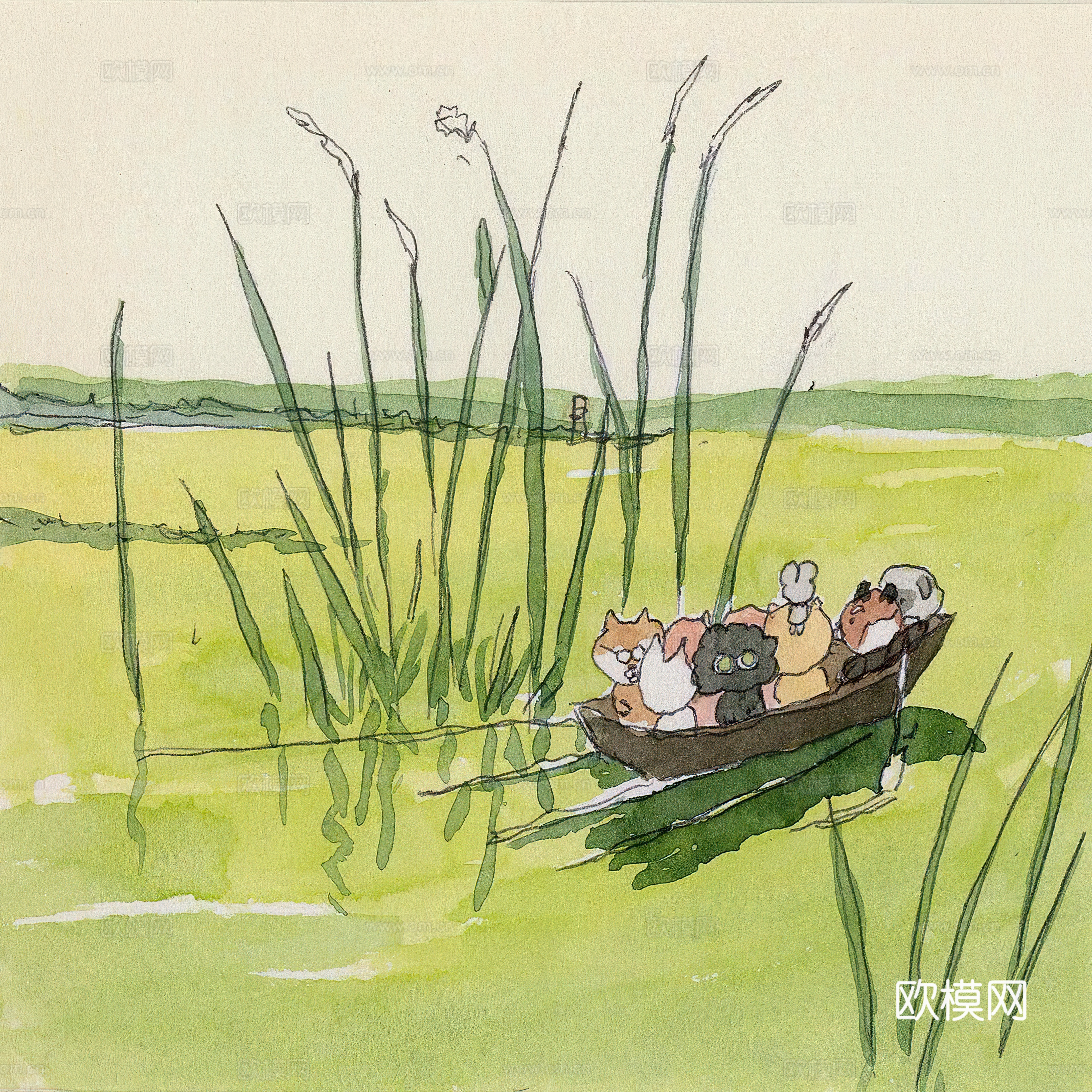 艺术挂画 挂画 装饰画 艺术画水彩插画下载