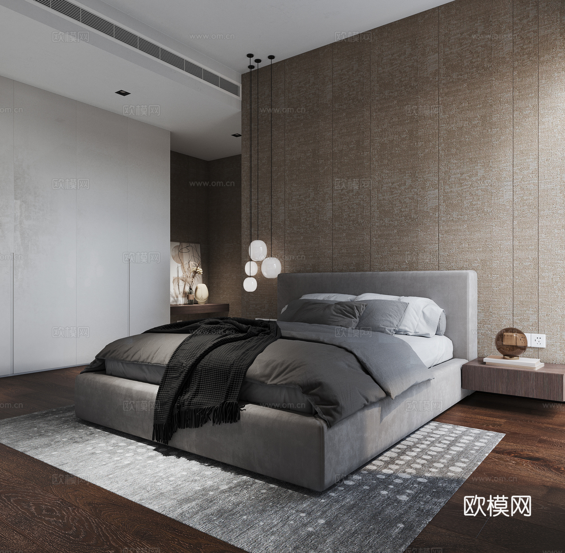 现代卧室，厕所3d模型