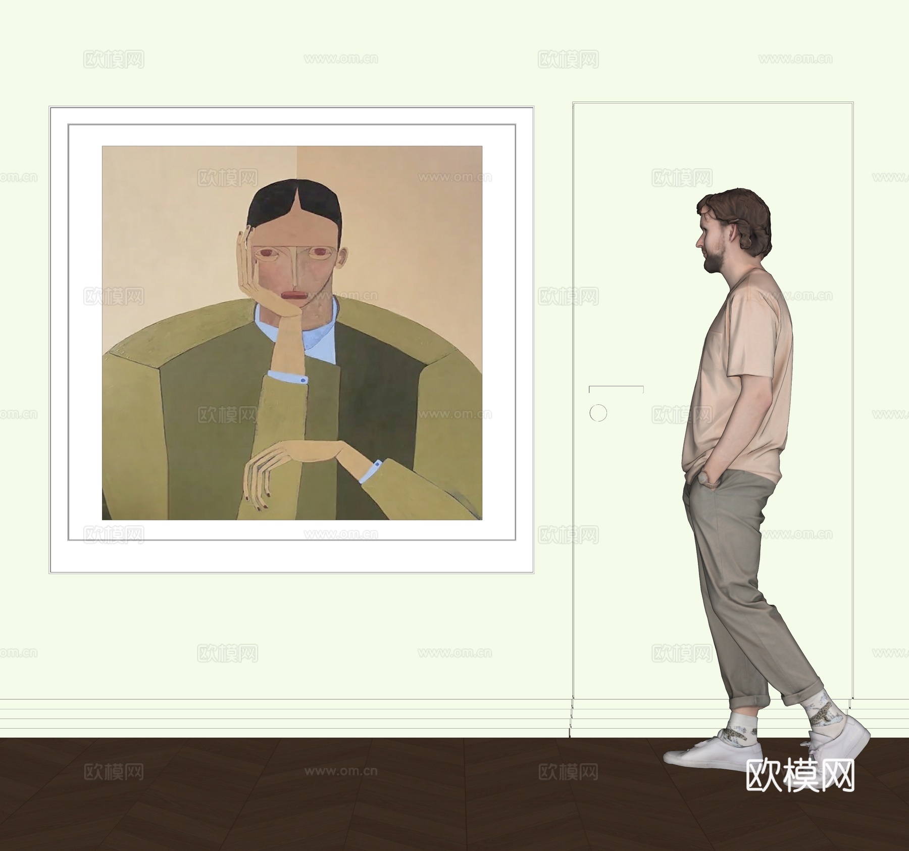 现代抽象人物挂画su模型