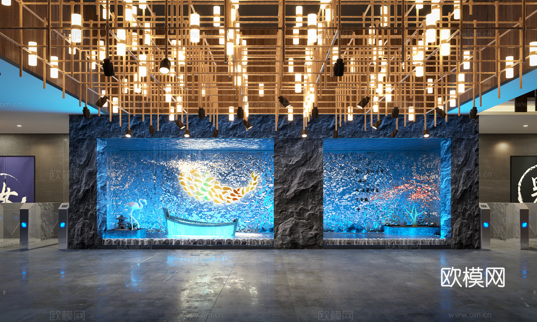 酒店水缸景3d模型