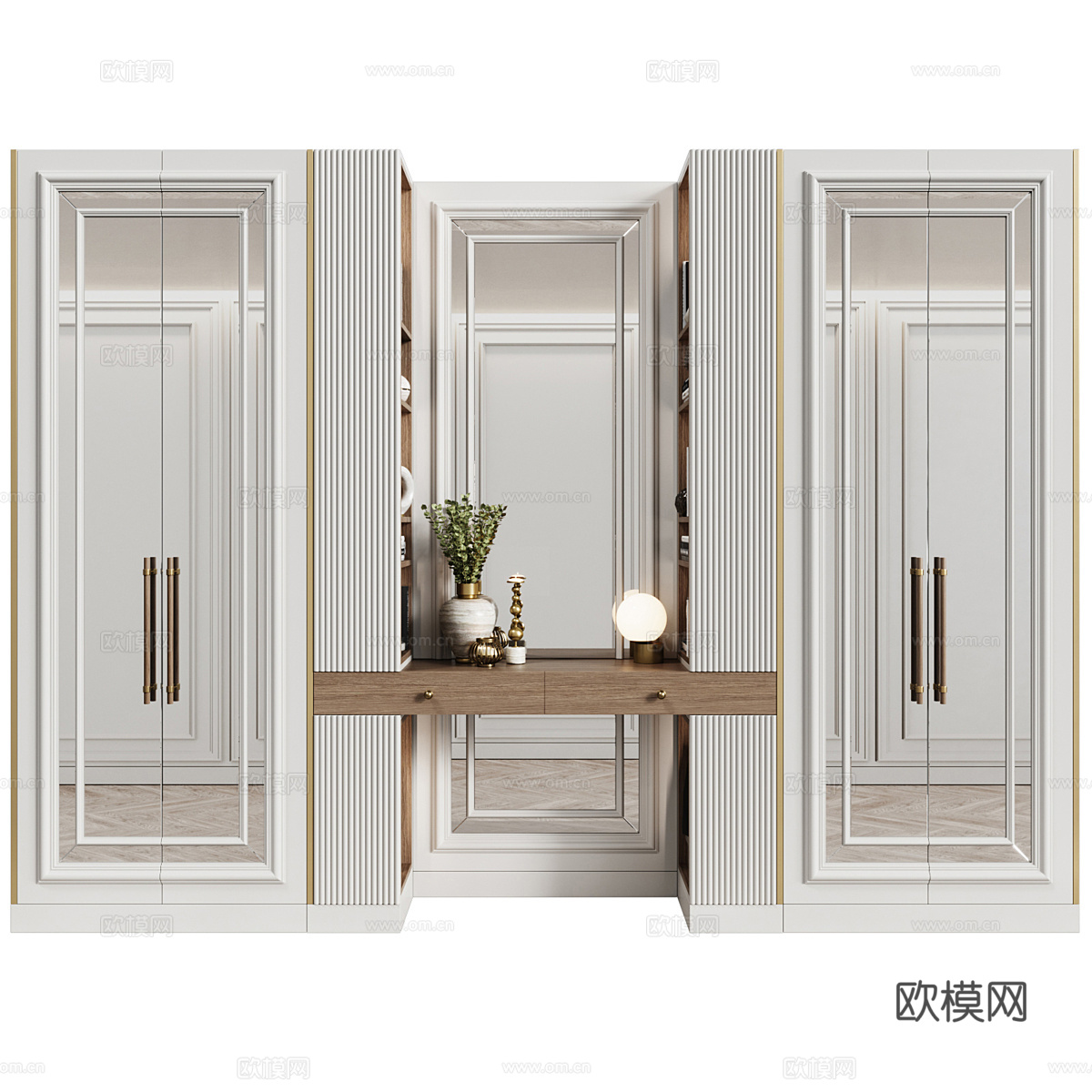 新古典主义轻奢衣柜梳妆台3d模型