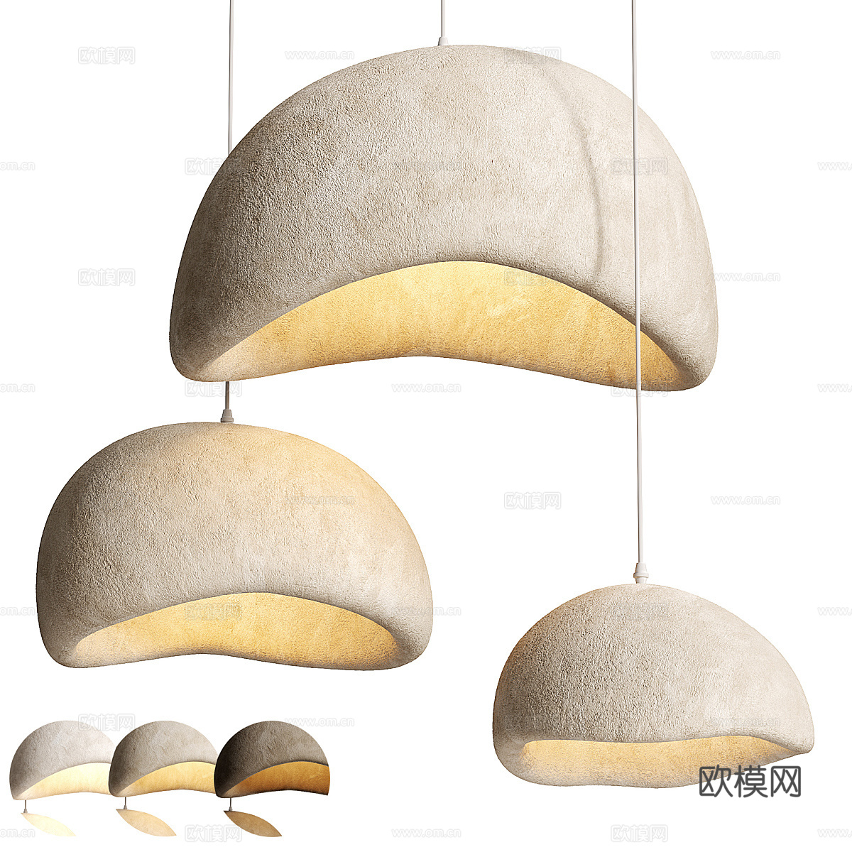 新中式侘寂陶制装饰吊灯3d模型