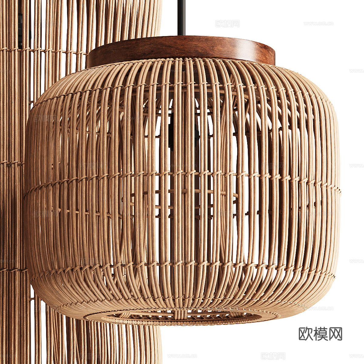 新中式侘寂藤编装饰吊灯3d模型