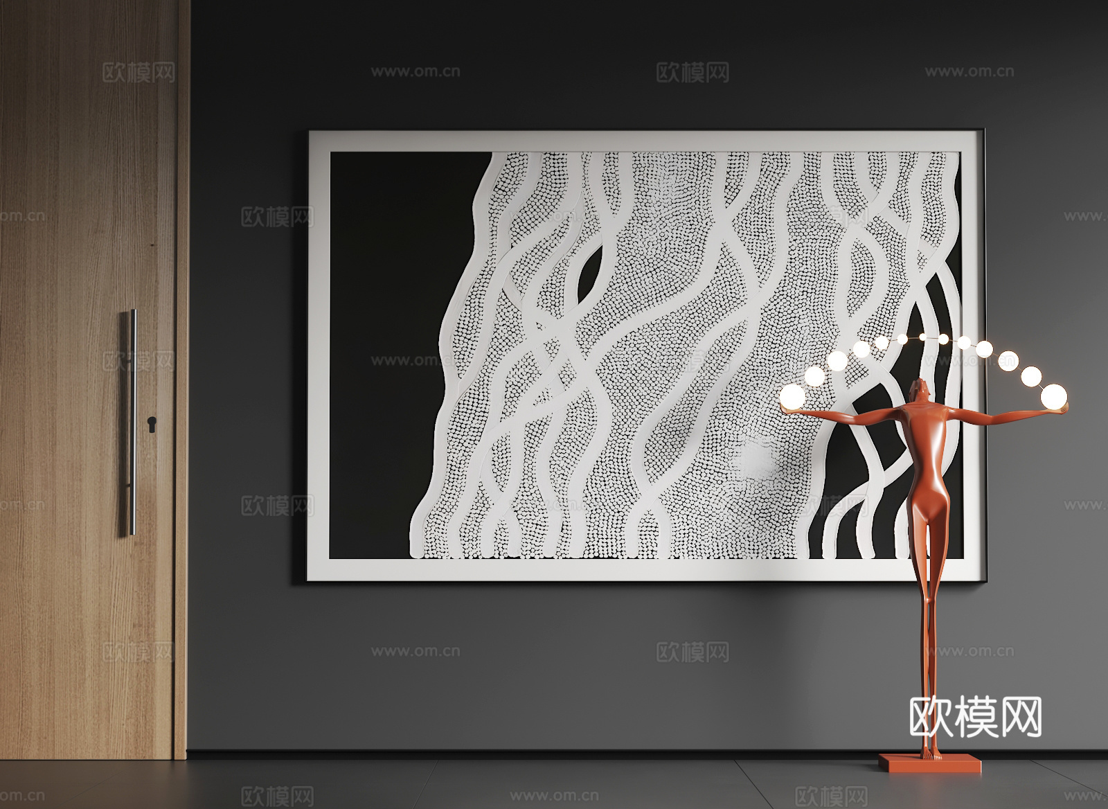 现代大幅挂画  现代抽象挂画  现代简约挂画3d模型