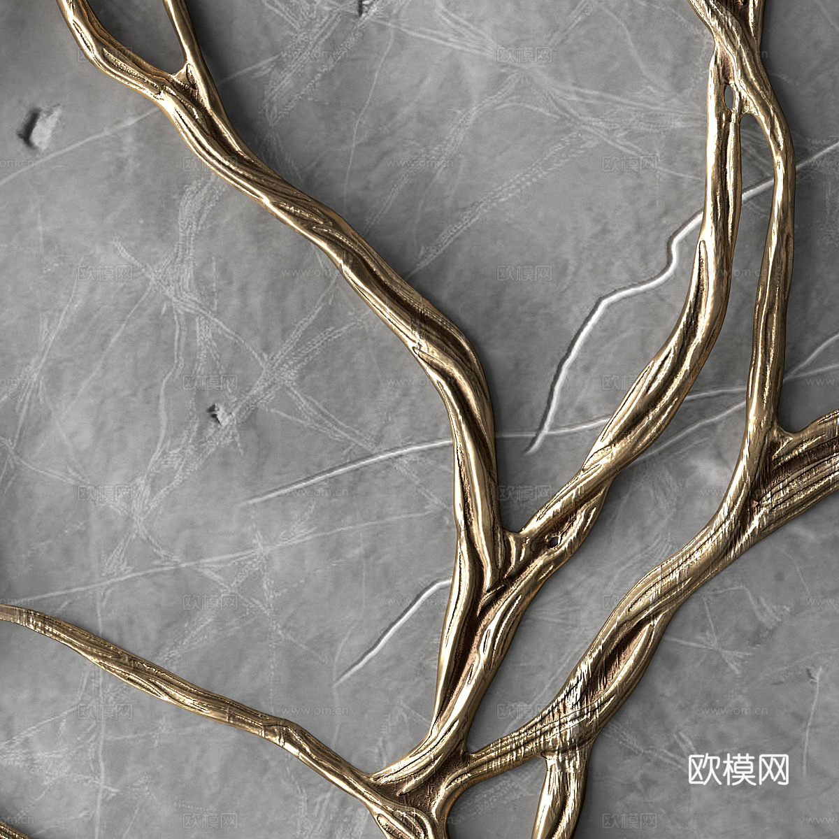新中式墙饰金属树枝装饰3d模型