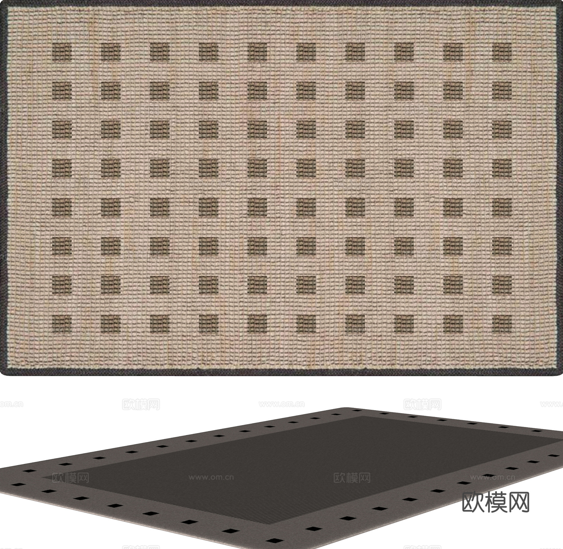 现代方形地毯su模型