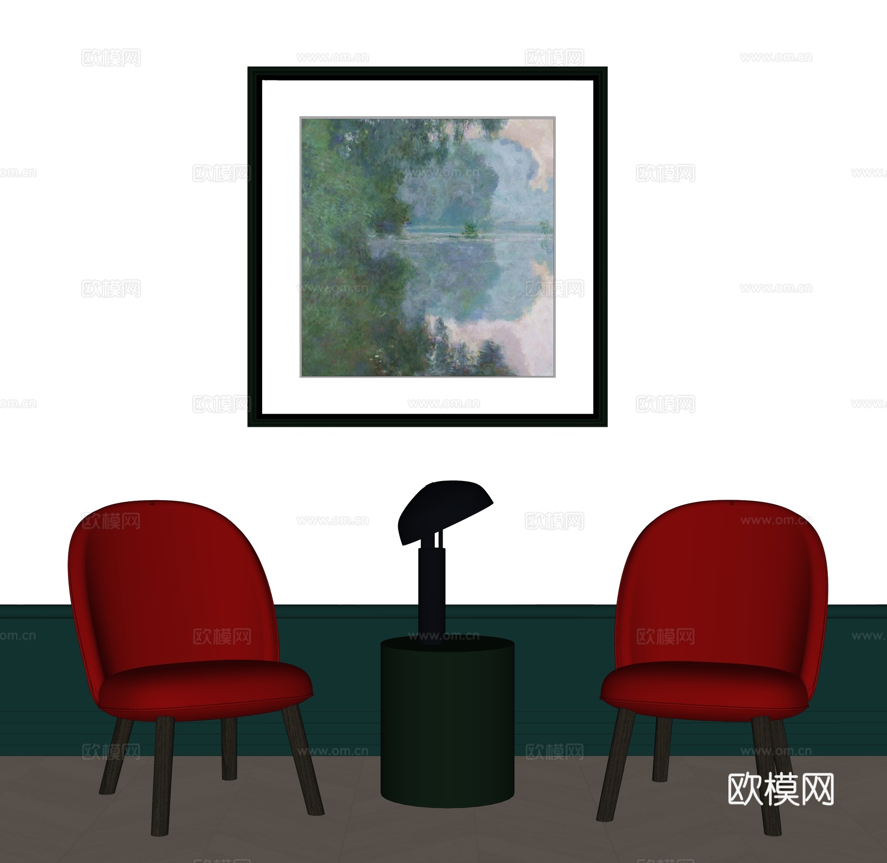 现代装饰挂画 休闲桌椅su模型