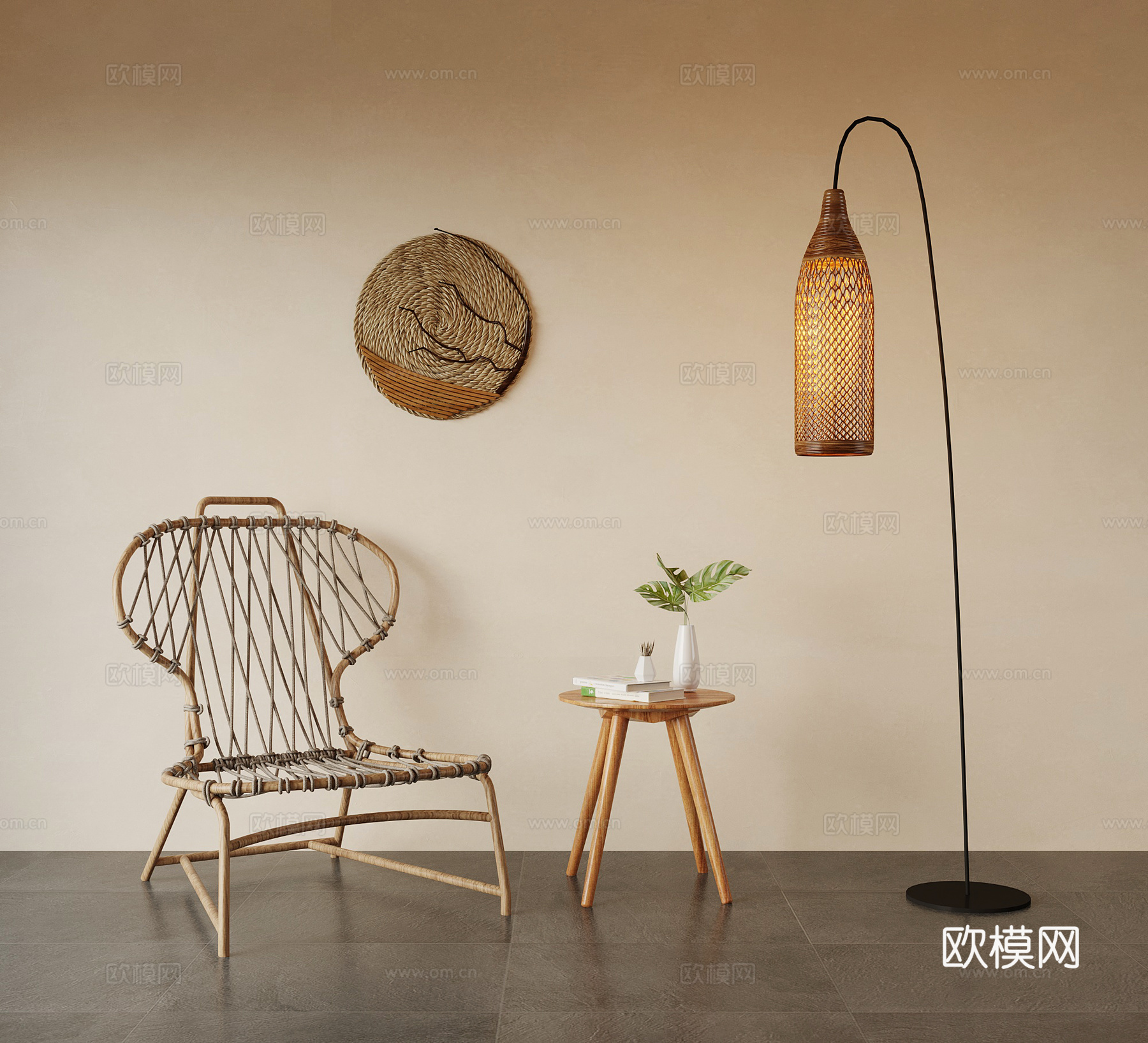 休闲椅 诧寂风休闲椅 边几 落地灯su模型