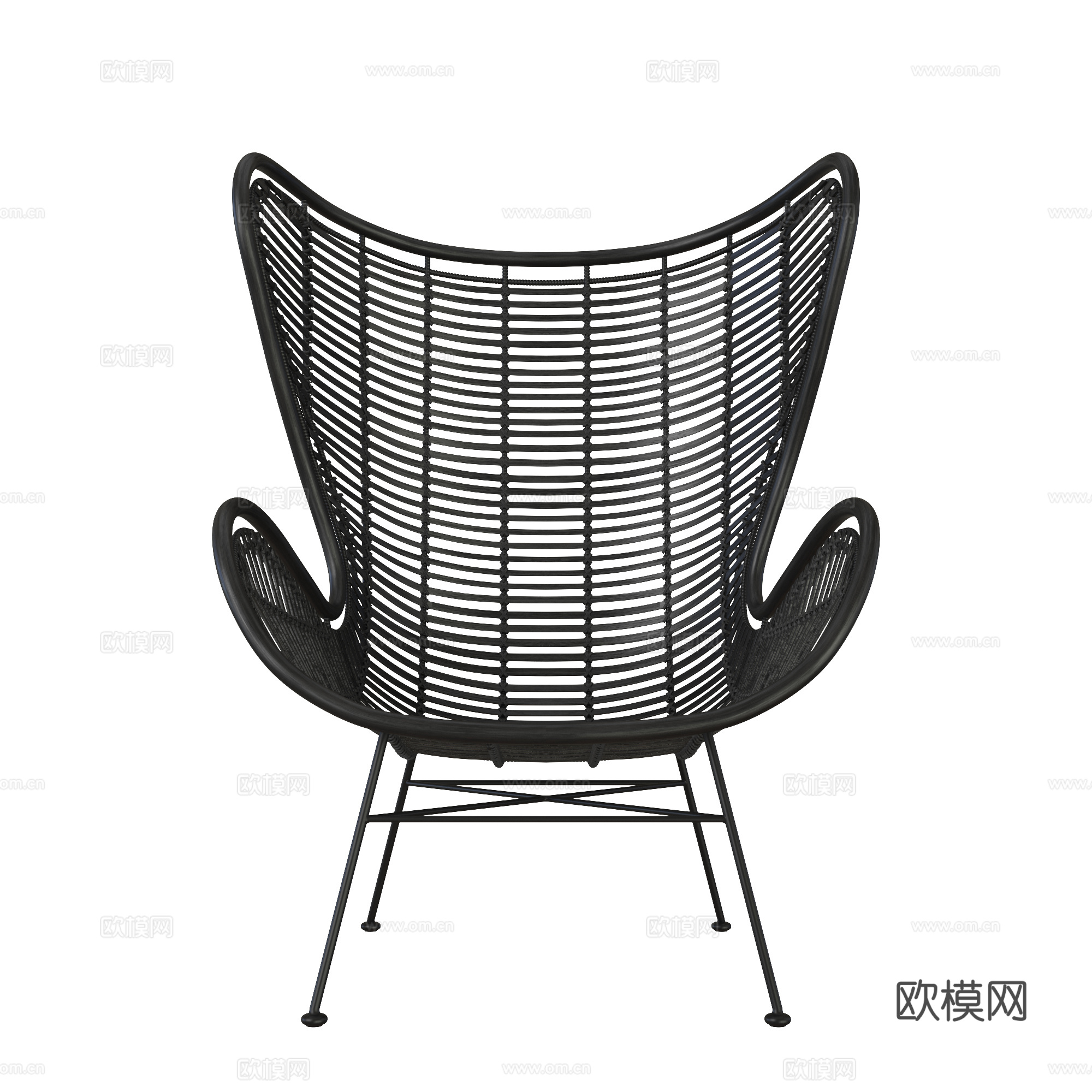 现代意式藤编休闲椅3d模型