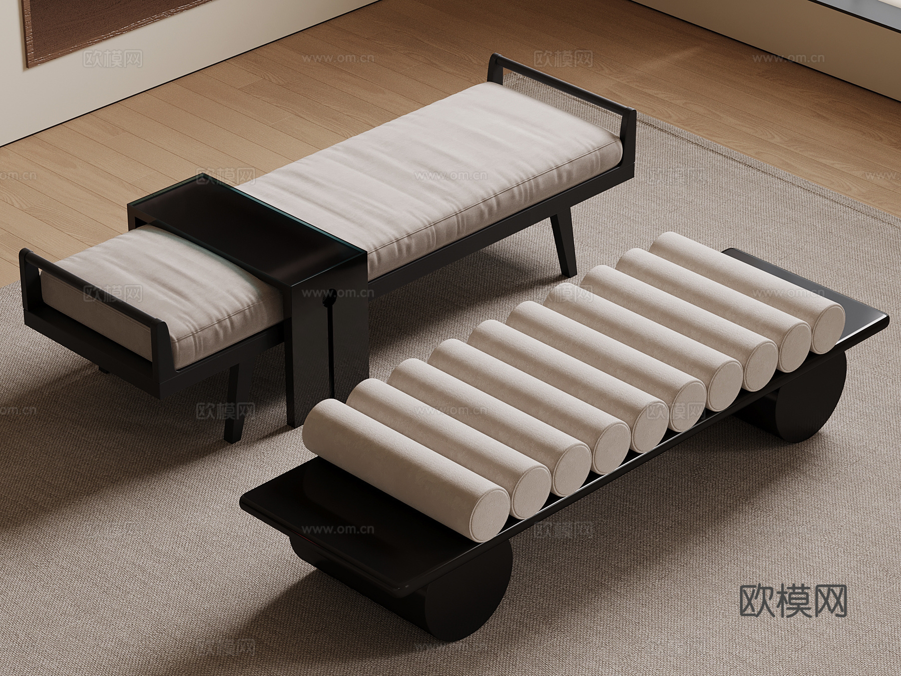 现代换鞋凳 条凳3d模型