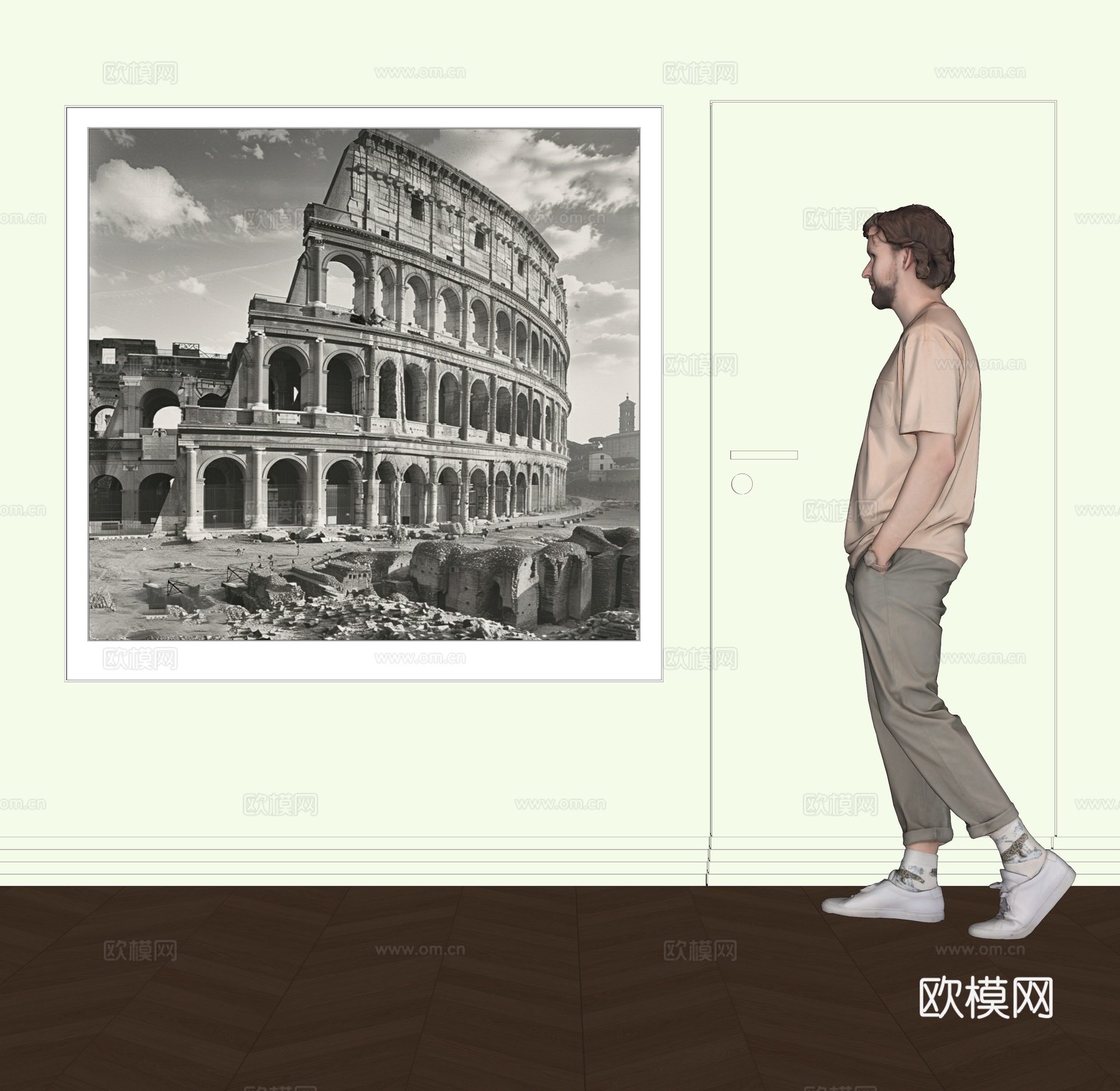 现代黑白装饰挂画su模型