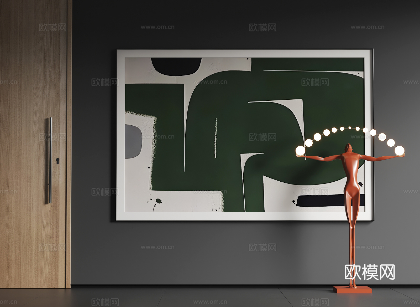 现代大幅挂画  现代抽象挂画  现代简约挂画3d模型