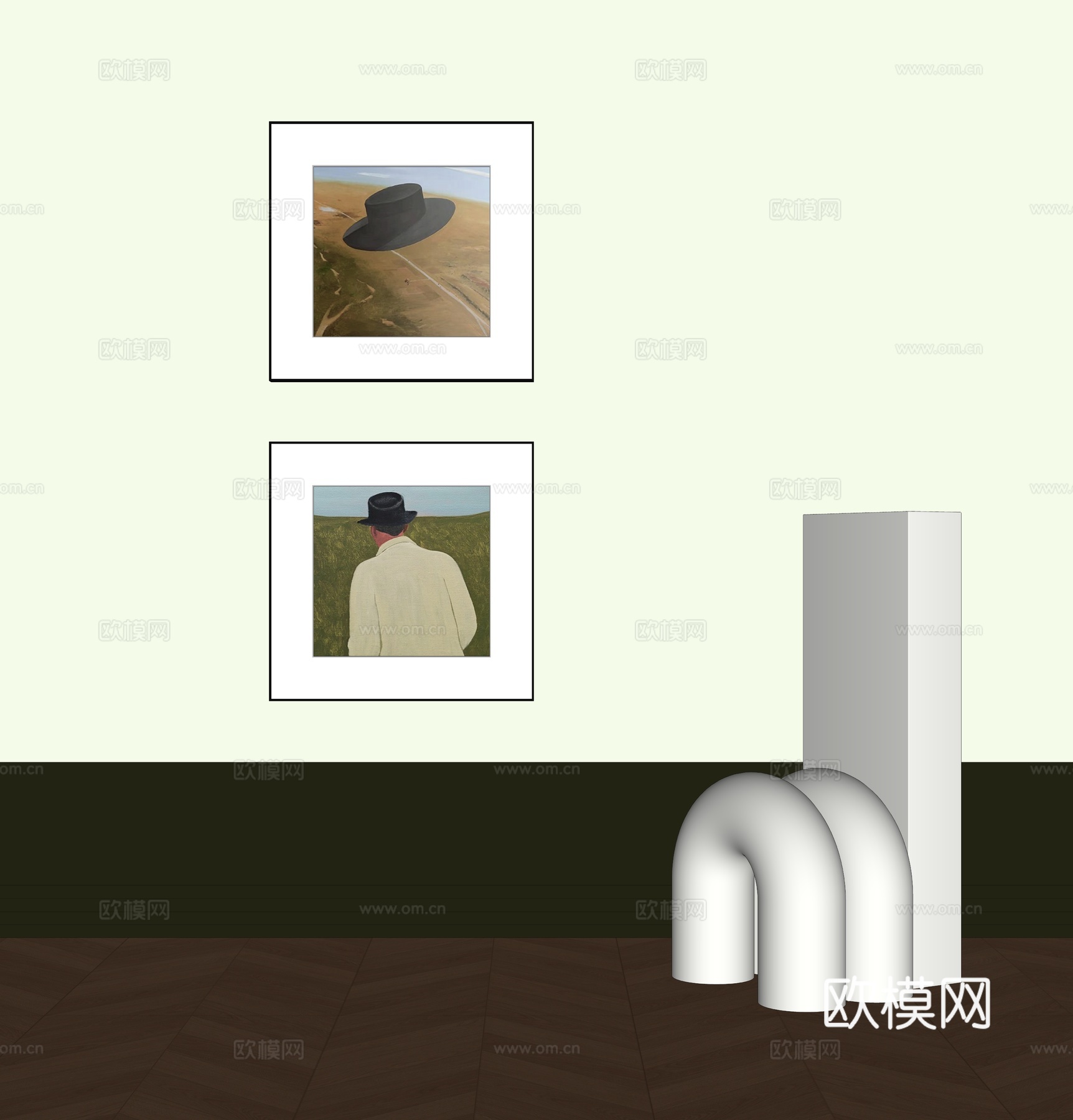 现代装饰挂画组合su模型