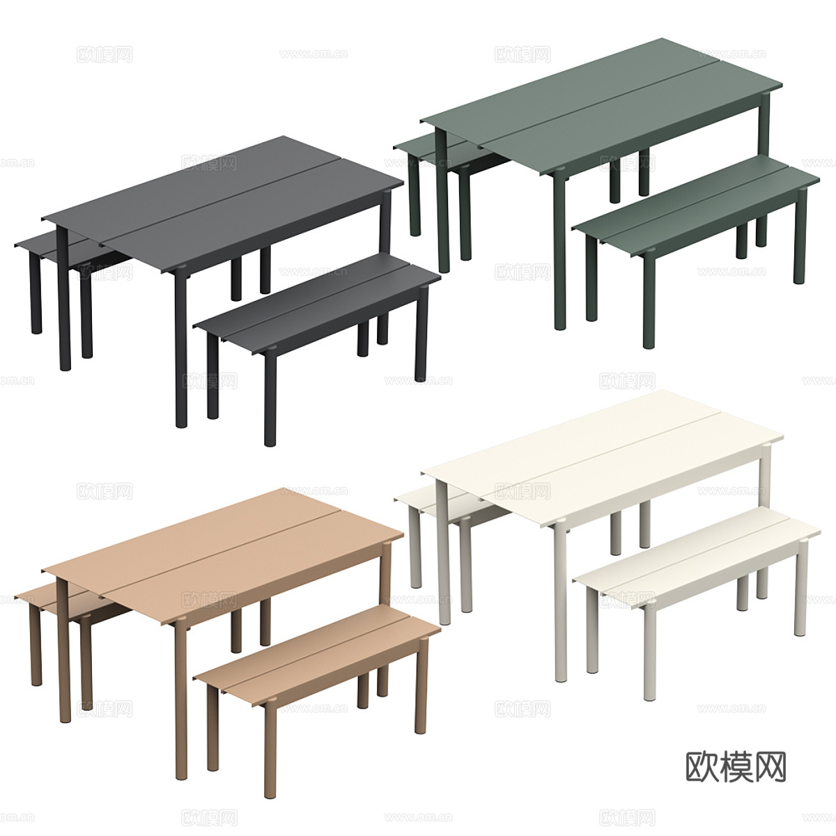 现代意式极简户外桌椅3d模型