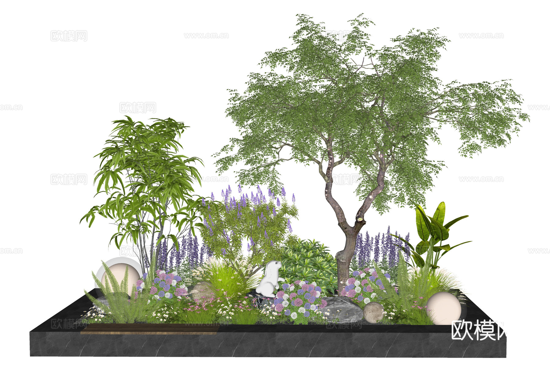 现代植物组合 花境 植物堆 花草 庭院小品 景观树 灌木su模型