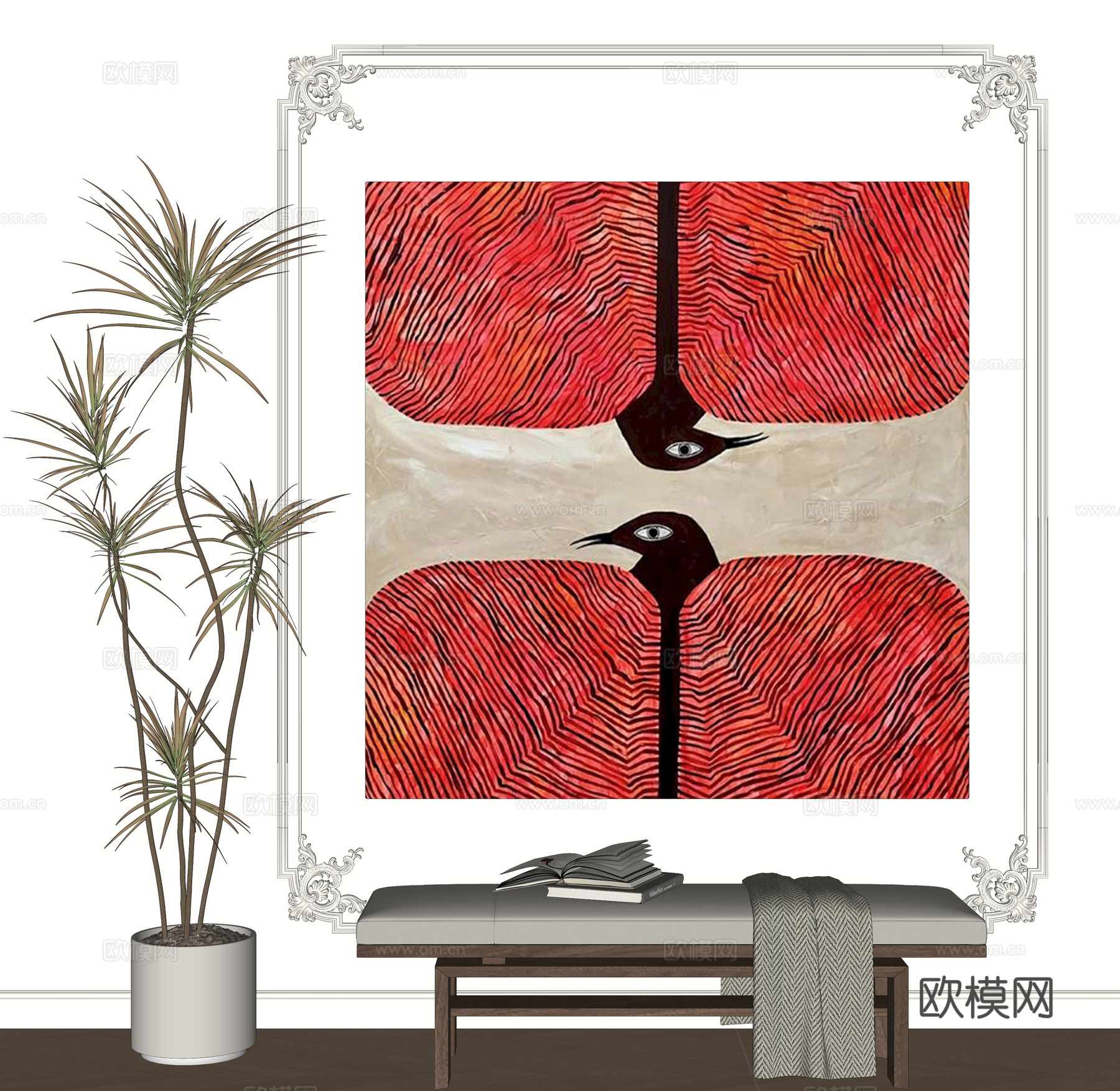 现代抽象装饰挂画su模型