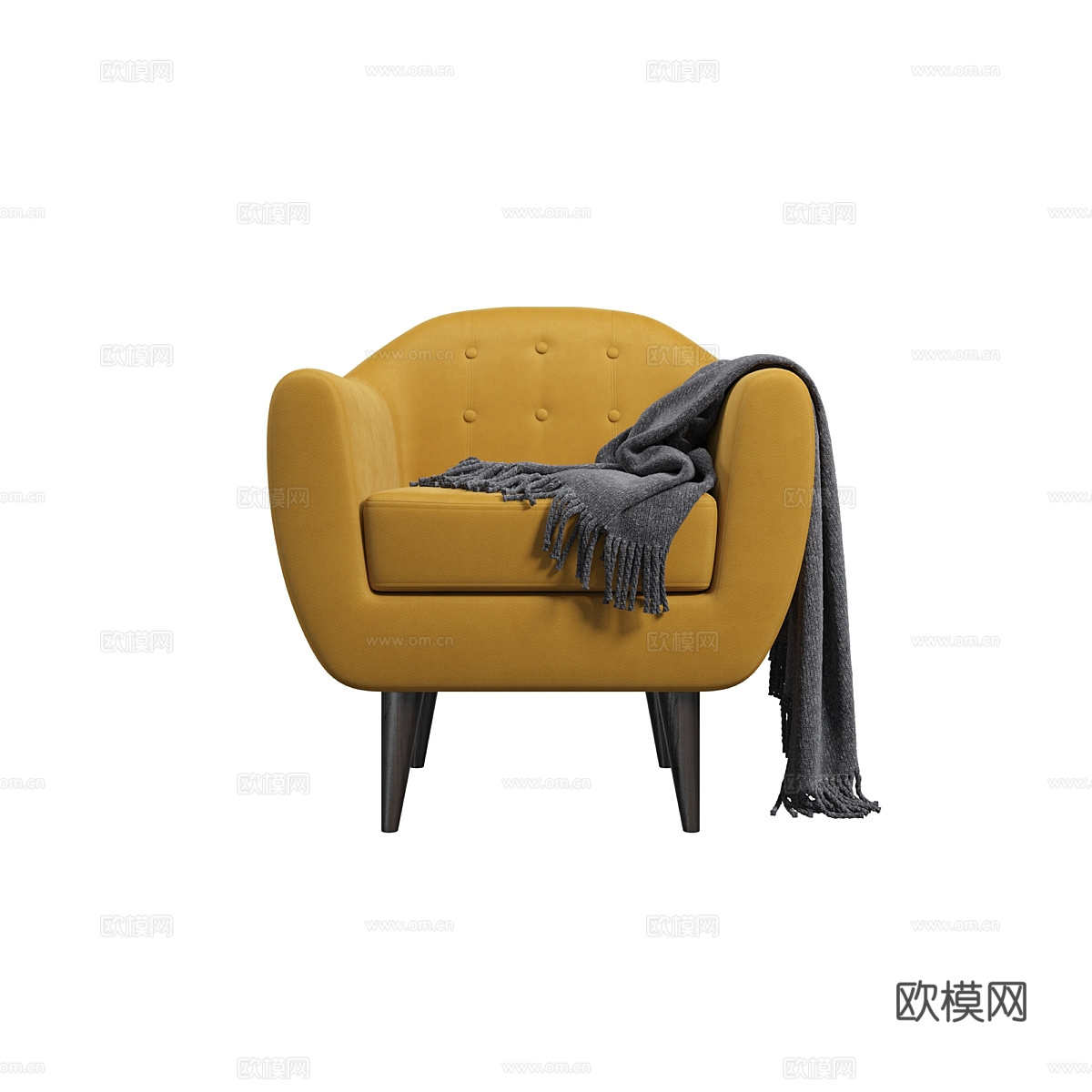 美式简约布艺扶手椅3d模型