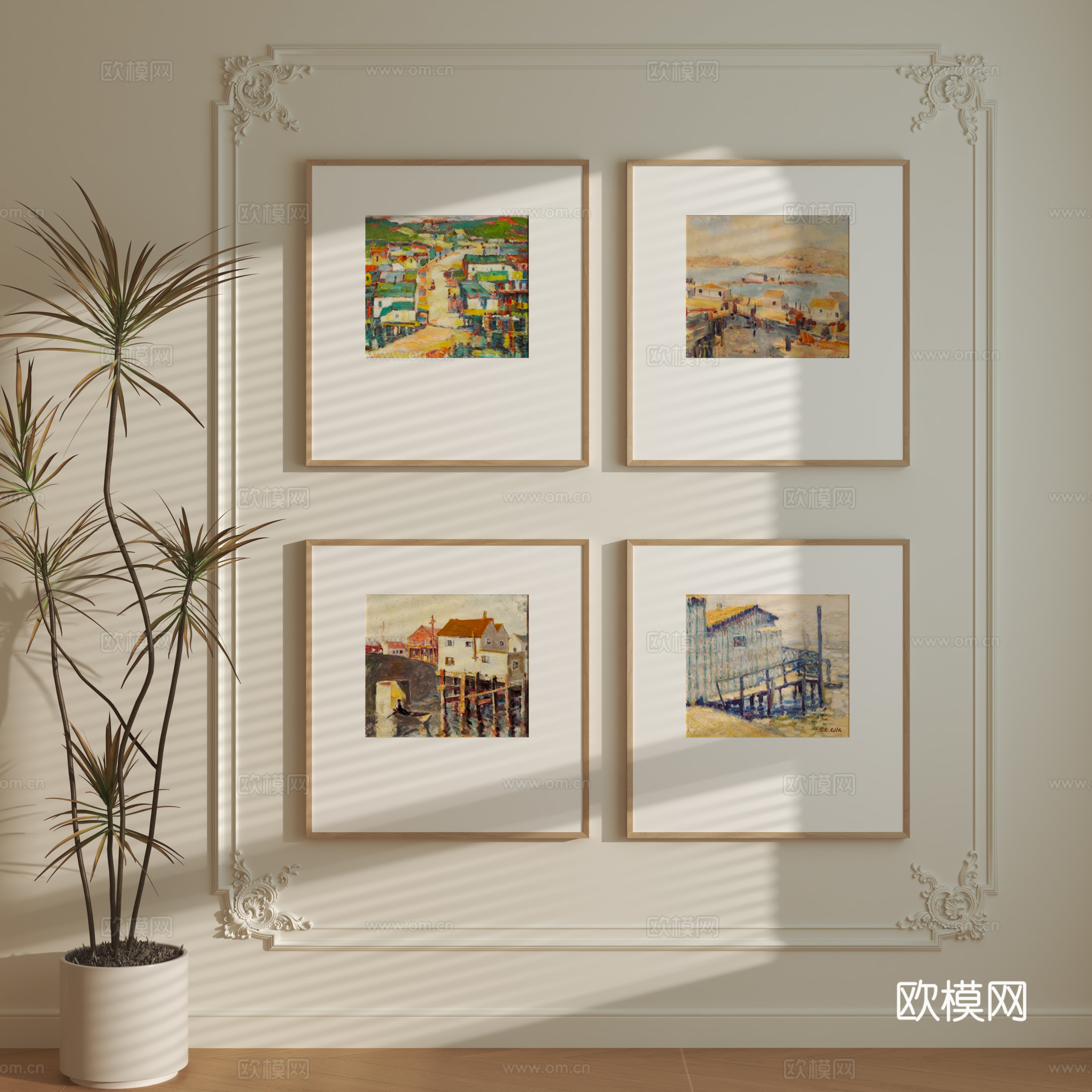 现代照片墙su模型
