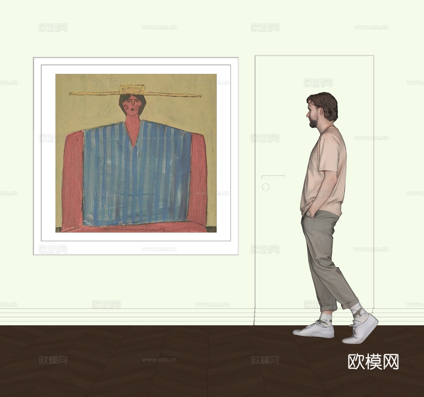 现代抽象人物挂画su模型