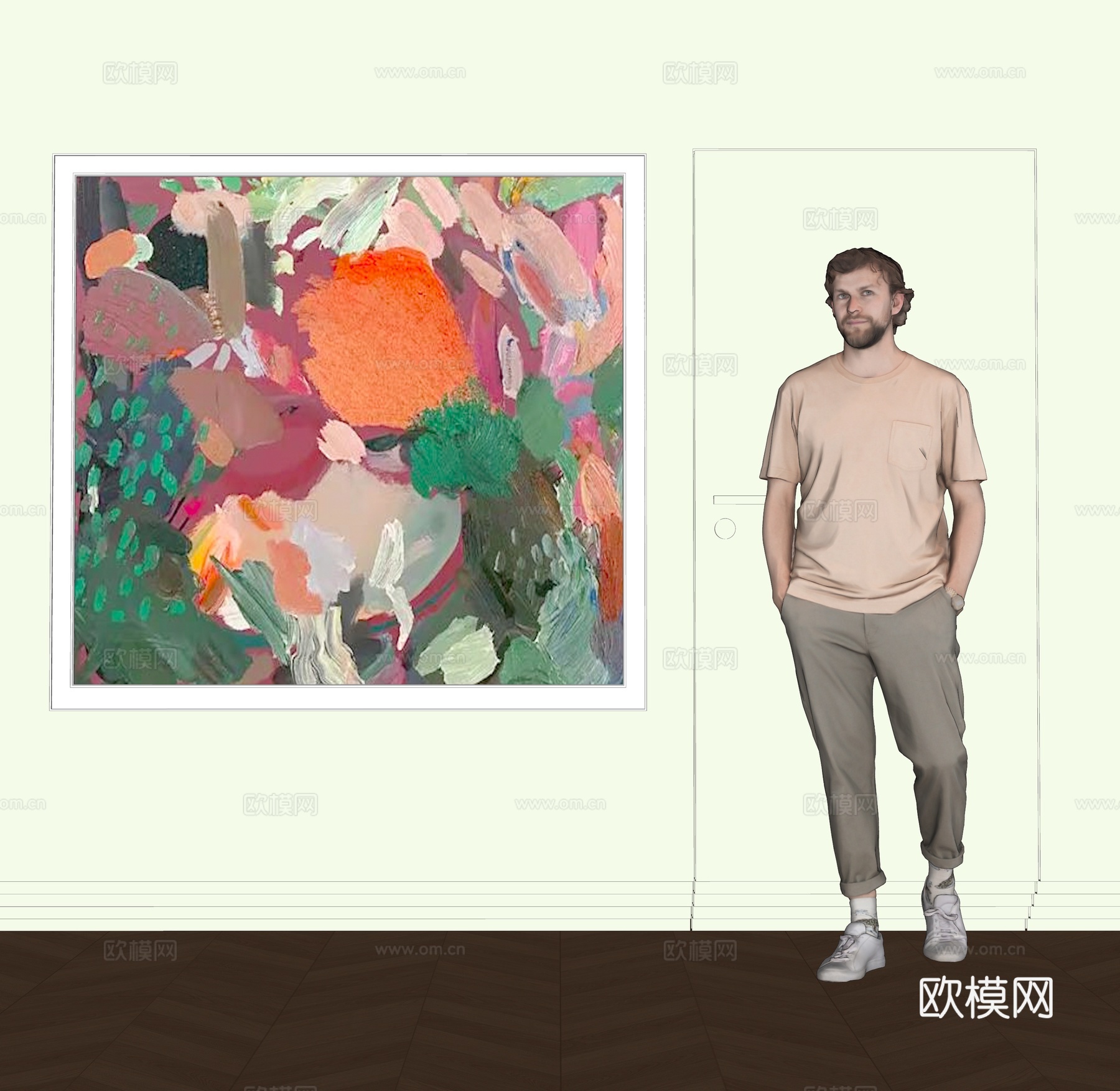 现代抽象装饰挂画su模型