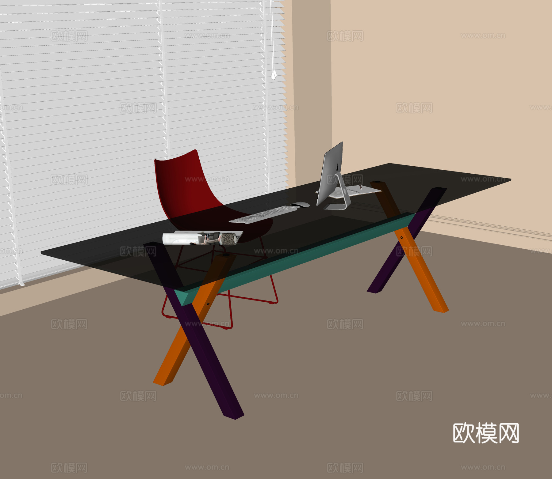 现代书桌椅 书桌 书椅su模型