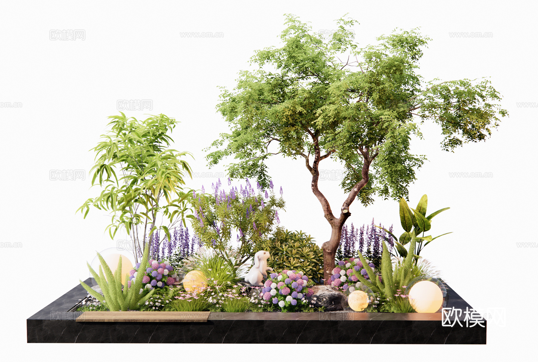 现代植物组合 花境 植物堆 花草 庭院小品 景观树 灌木3d模型