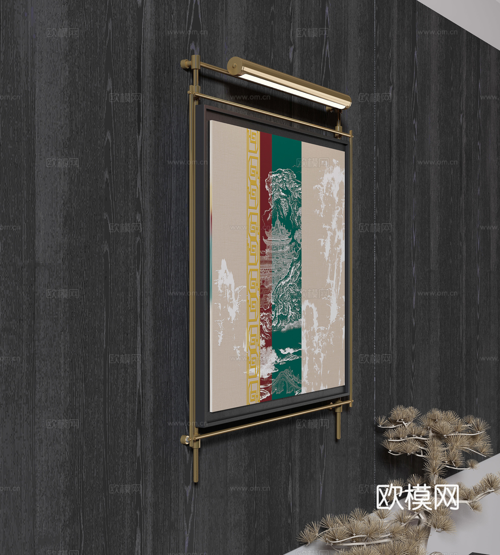 新中式侘寂挂画 油画3d模型