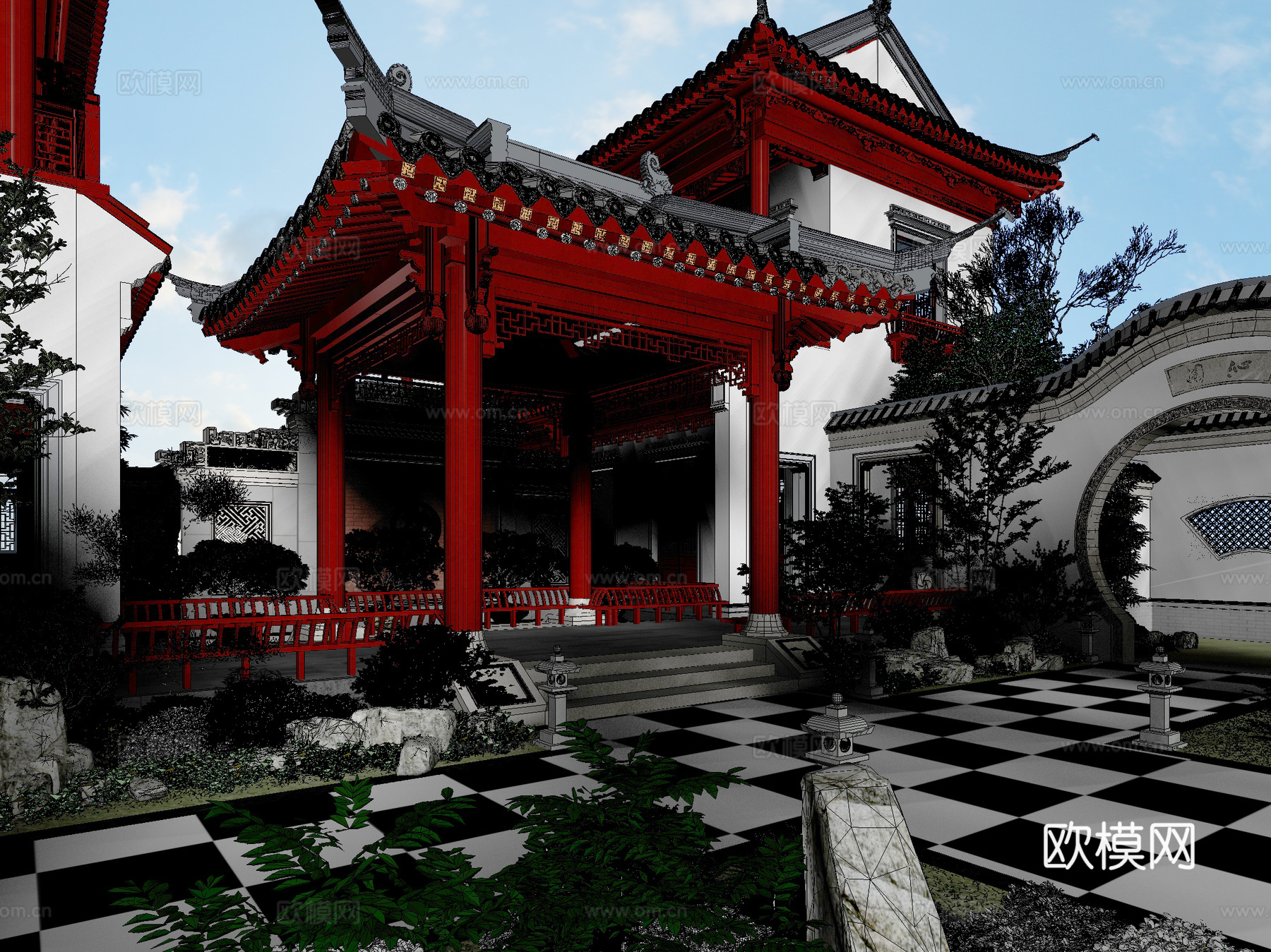 古建 民宿 中式建筑 园林 斗拱 挑檐 江南 灰派3d模型