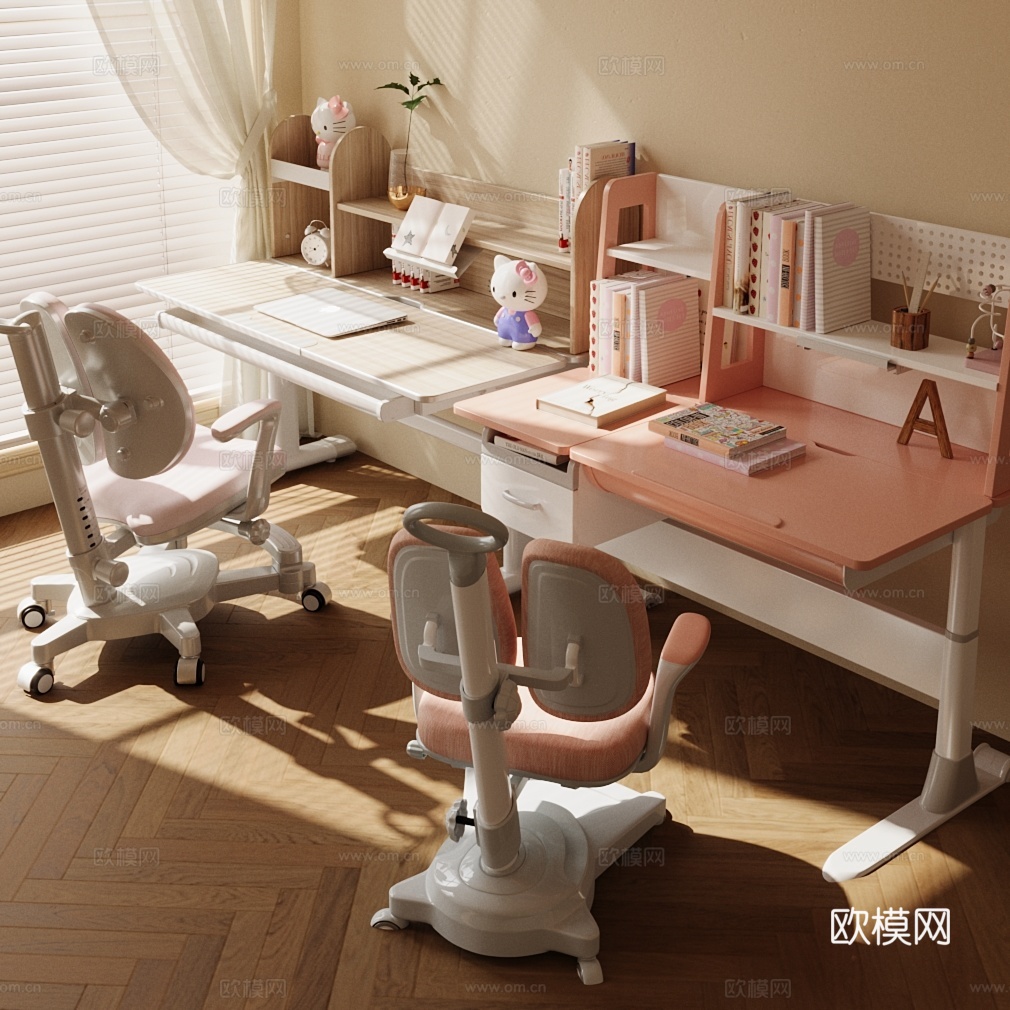 现代儿童桌椅su模型