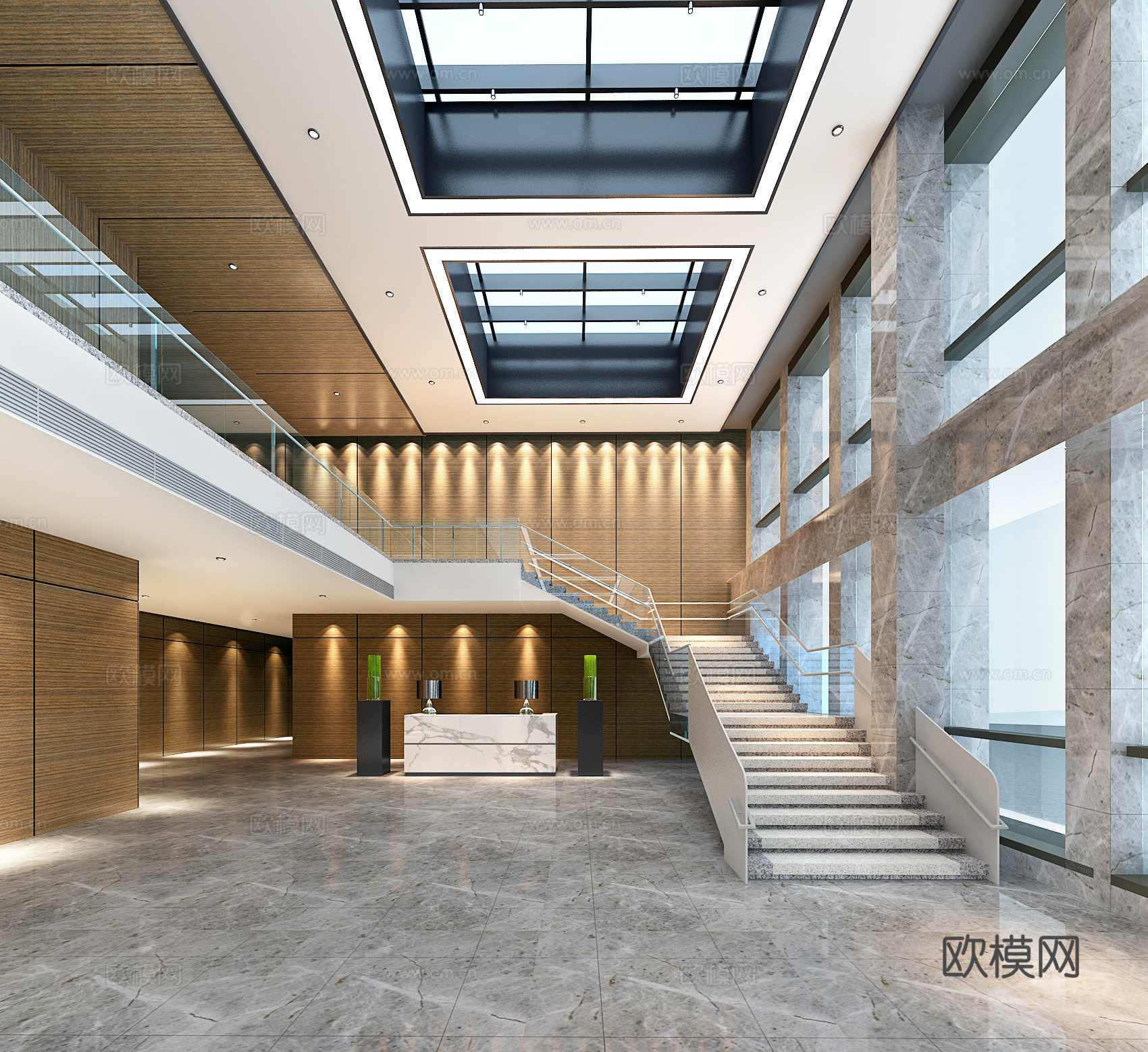 现代公司大厅3d模型