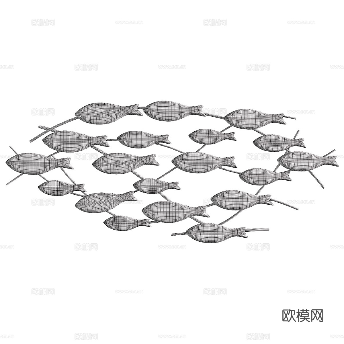 现代轻奢金属鱼挂饰3d模型