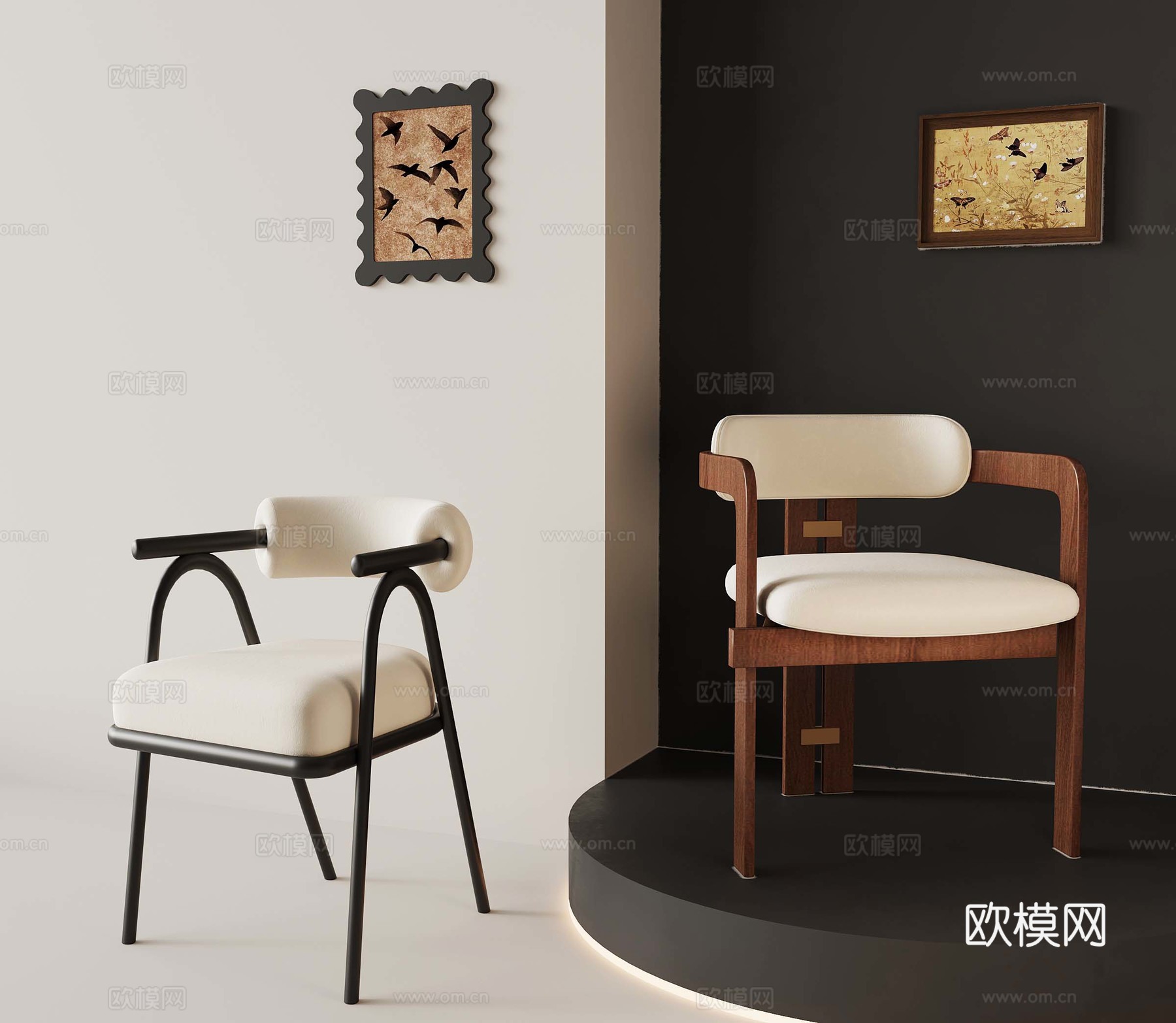 法式中古风餐椅 休闲椅3d模型