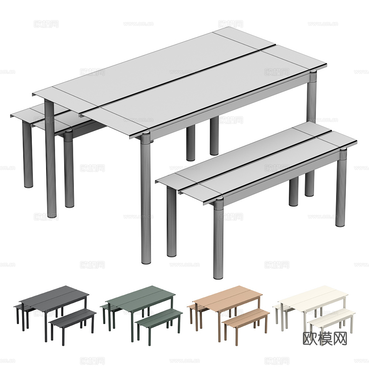 现代意式极简户外桌椅3d模型