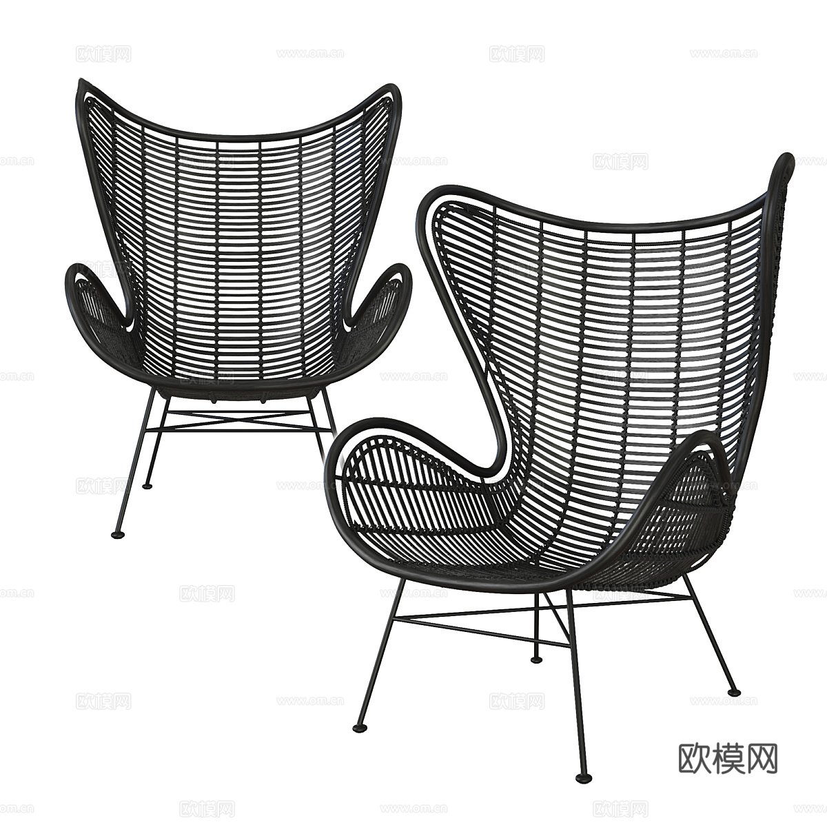 现代意式藤编休闲椅3d模型