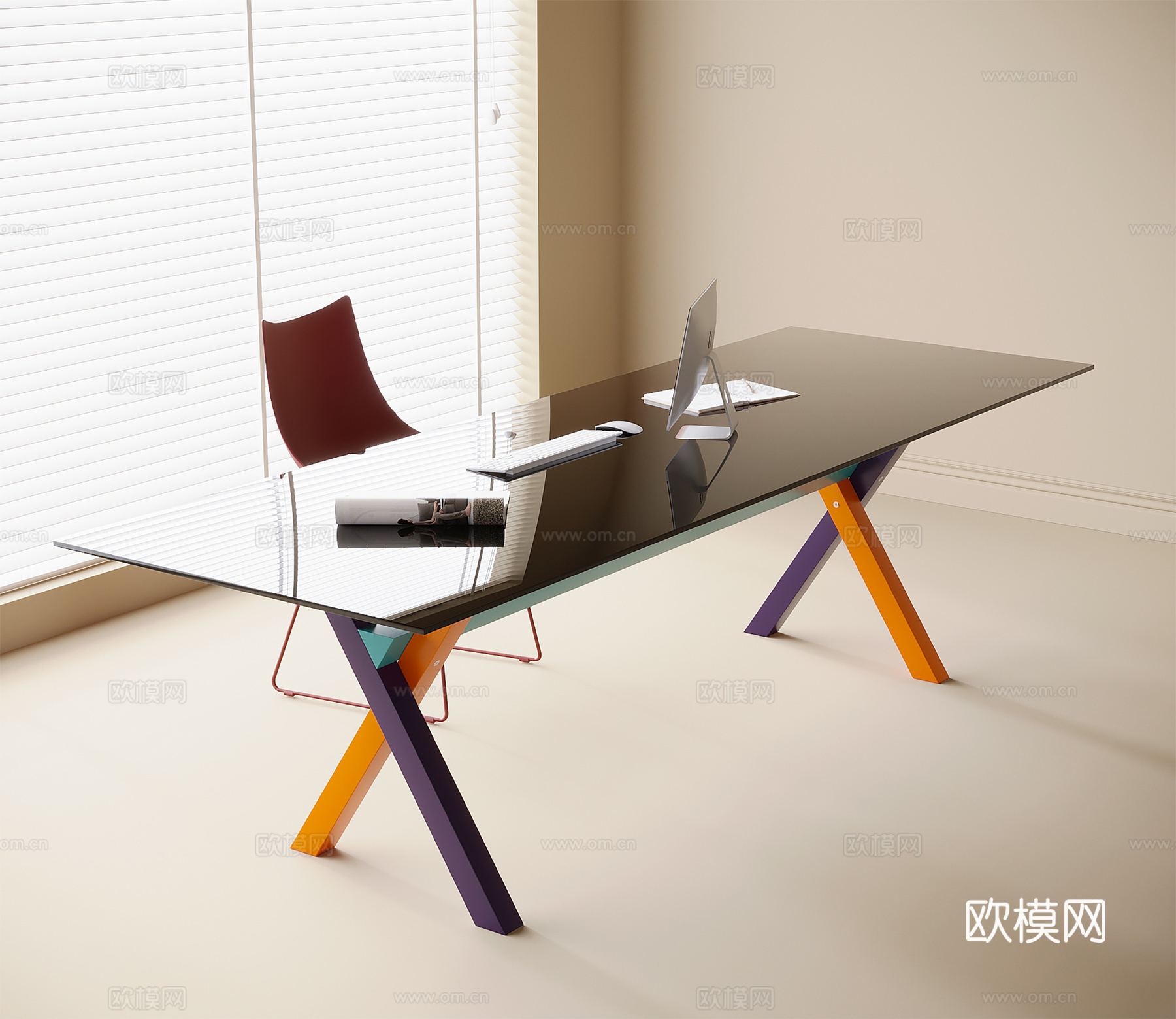 现代书桌椅 书桌 书椅3d模型