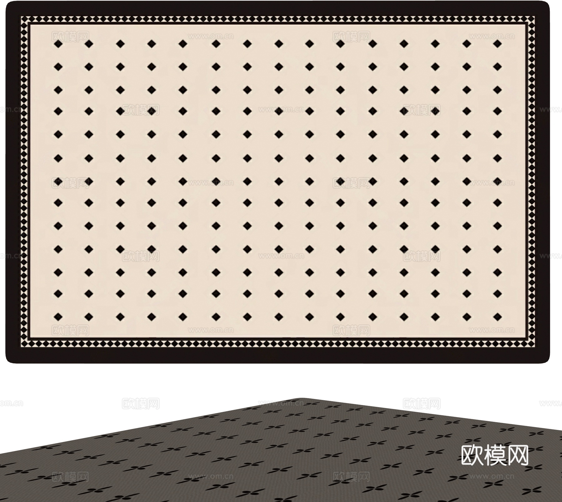 现代方形地毯su模型