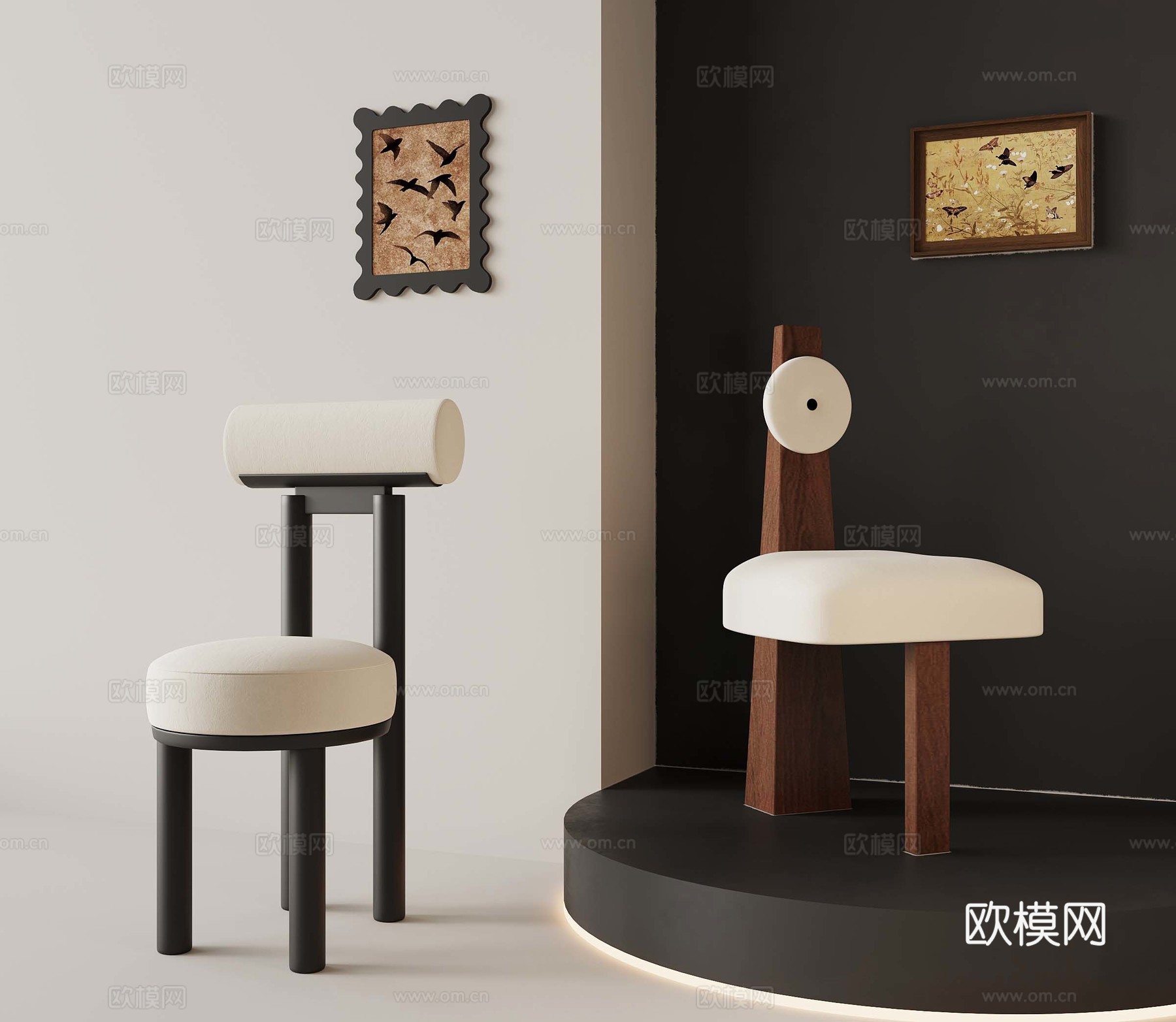 法式中古风餐椅 休闲椅3d模型