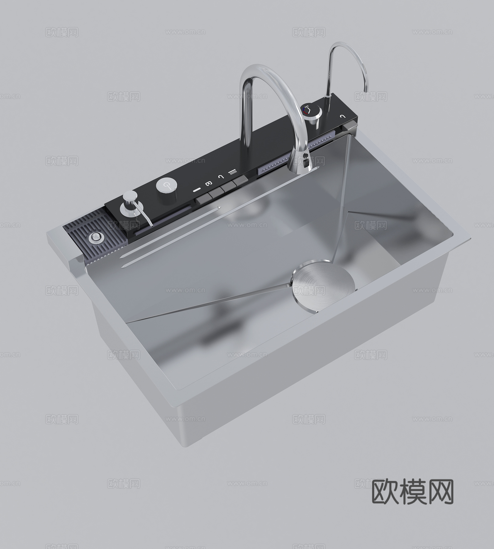 现代不锈钢水盘3d模型