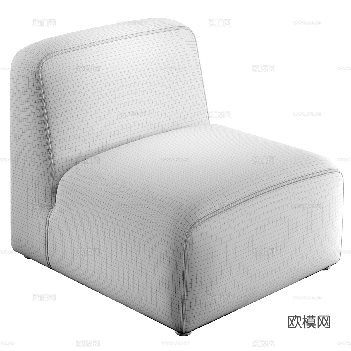 现代意式布艺沙发椅3d模型