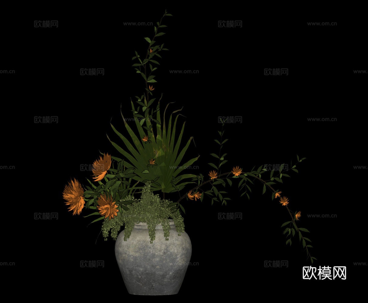 现代花瓶花艺su模型