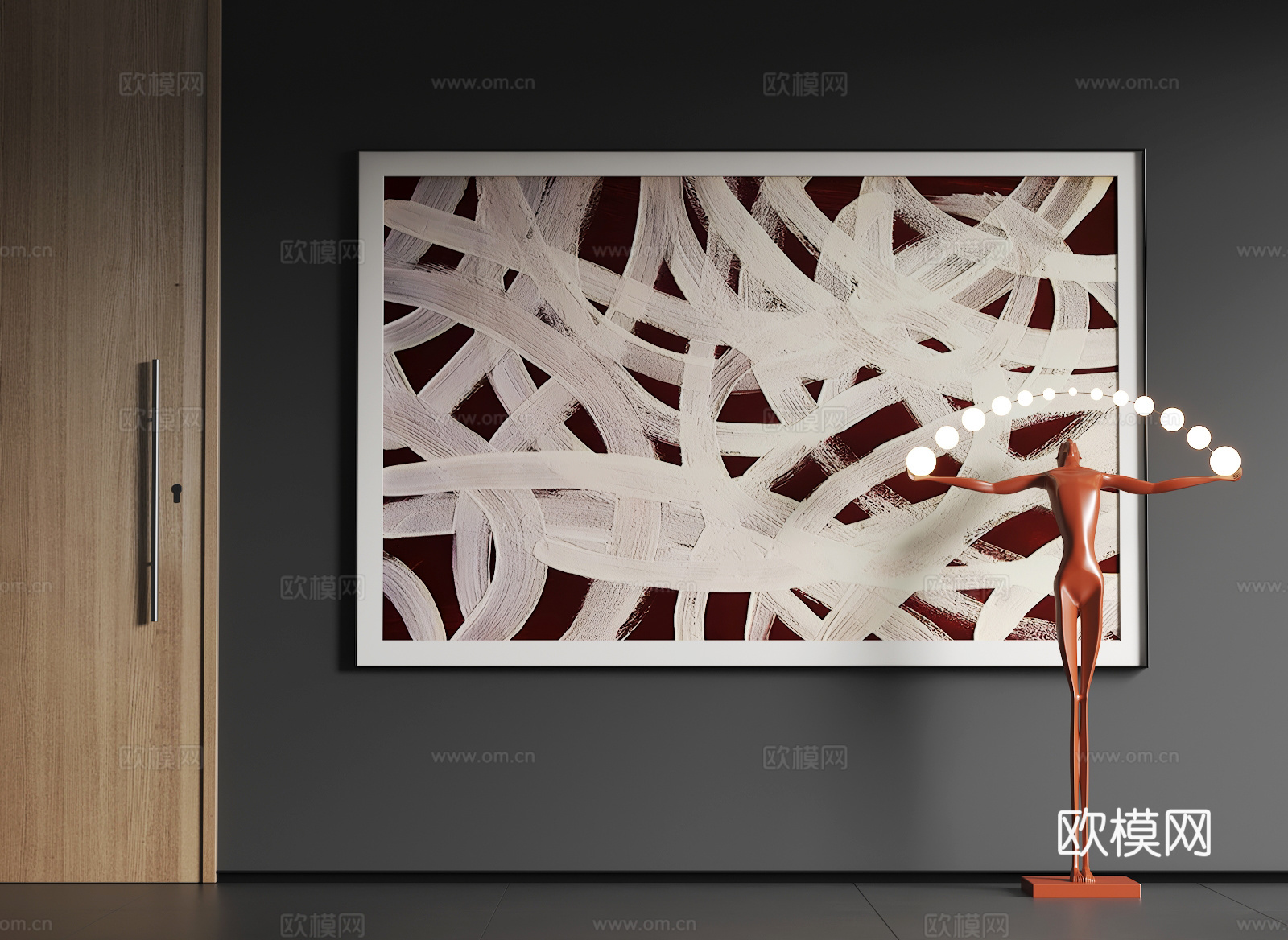 现代大幅挂画  现代抽象挂画  现代简约挂画3d模型