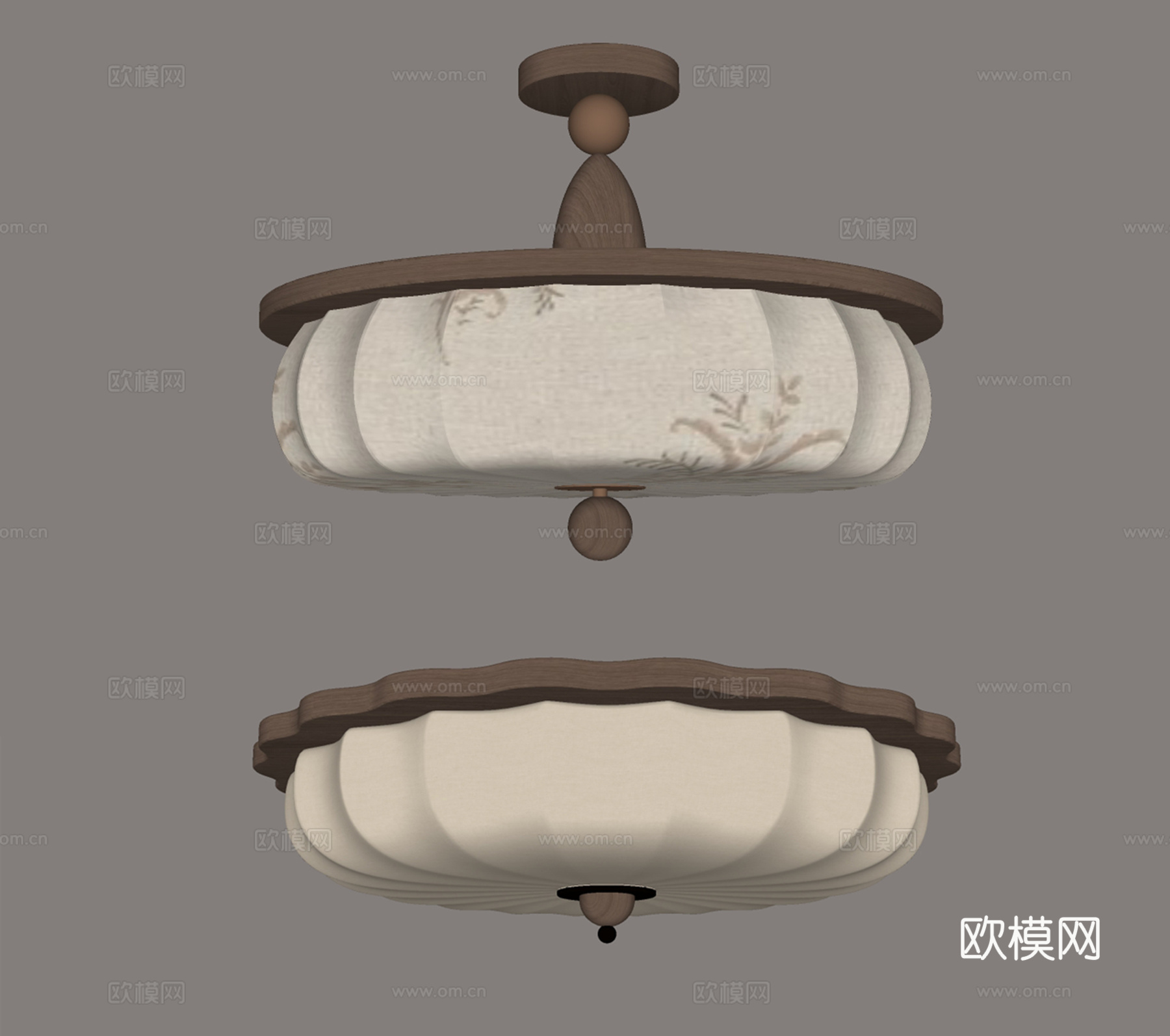 中古风吸顶灯su模型