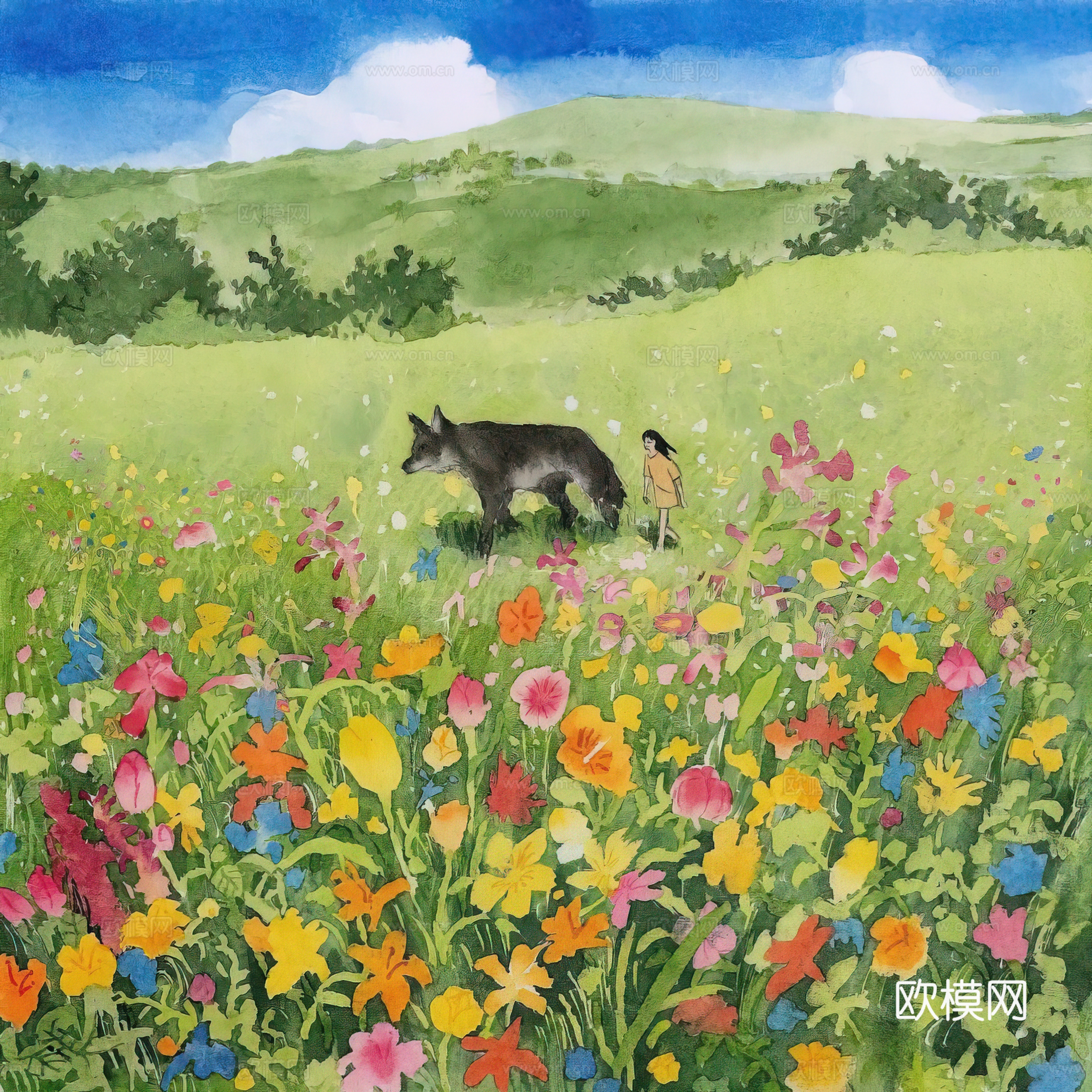 艺术挂画 挂画 装饰画 艺术画水彩插画