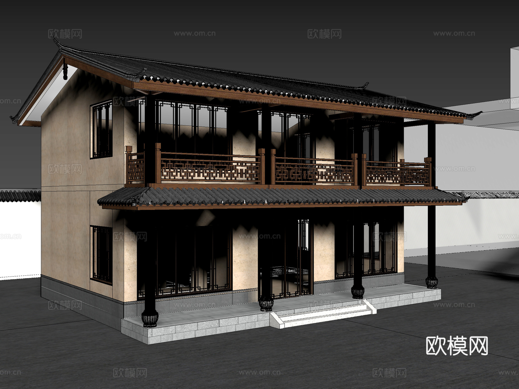 古建 中式建筑 东风美学 民宿 斗拱 灰派3d模型