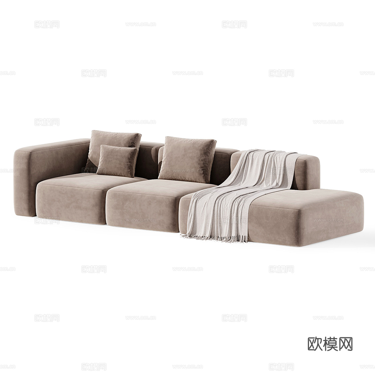 现代意式布艺组合沙发3d模型