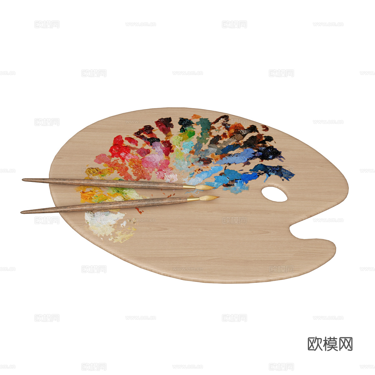 现代画具组合套装3d模型