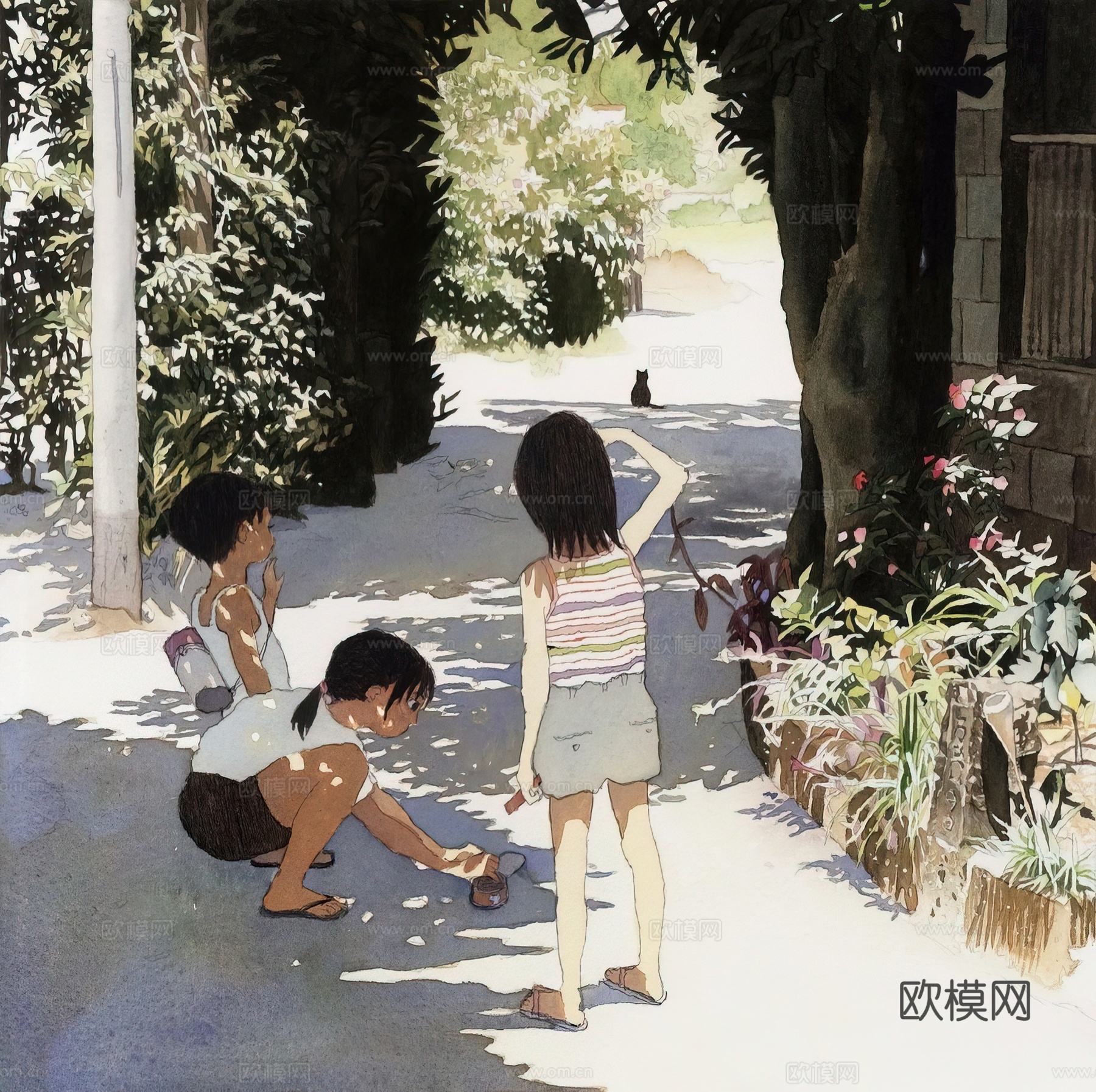 艺术挂画 挂画 装饰画 艺术画水彩插画下载