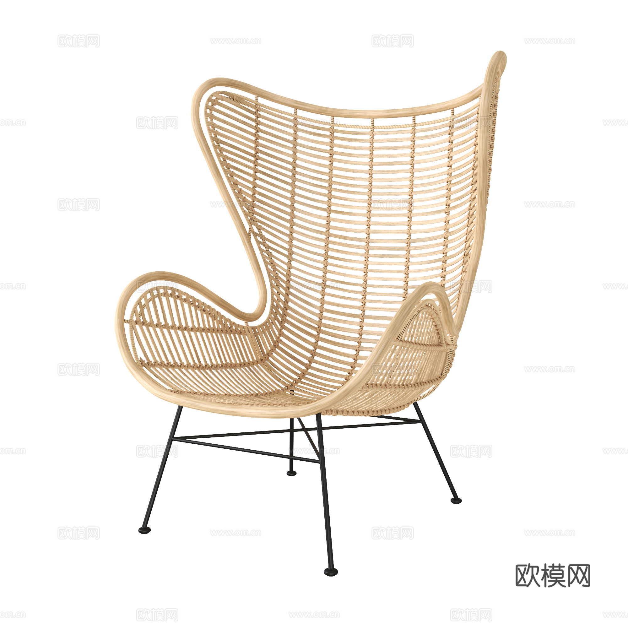 现代意式藤编休闲椅3d模型