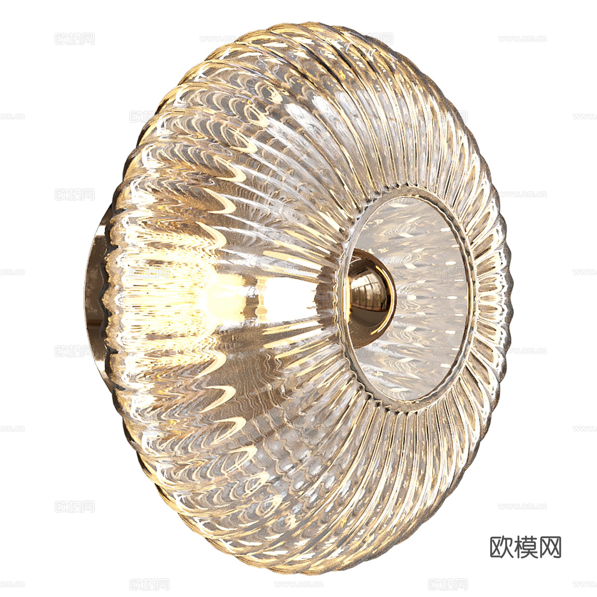 现代圆形玻璃壁灯su模型