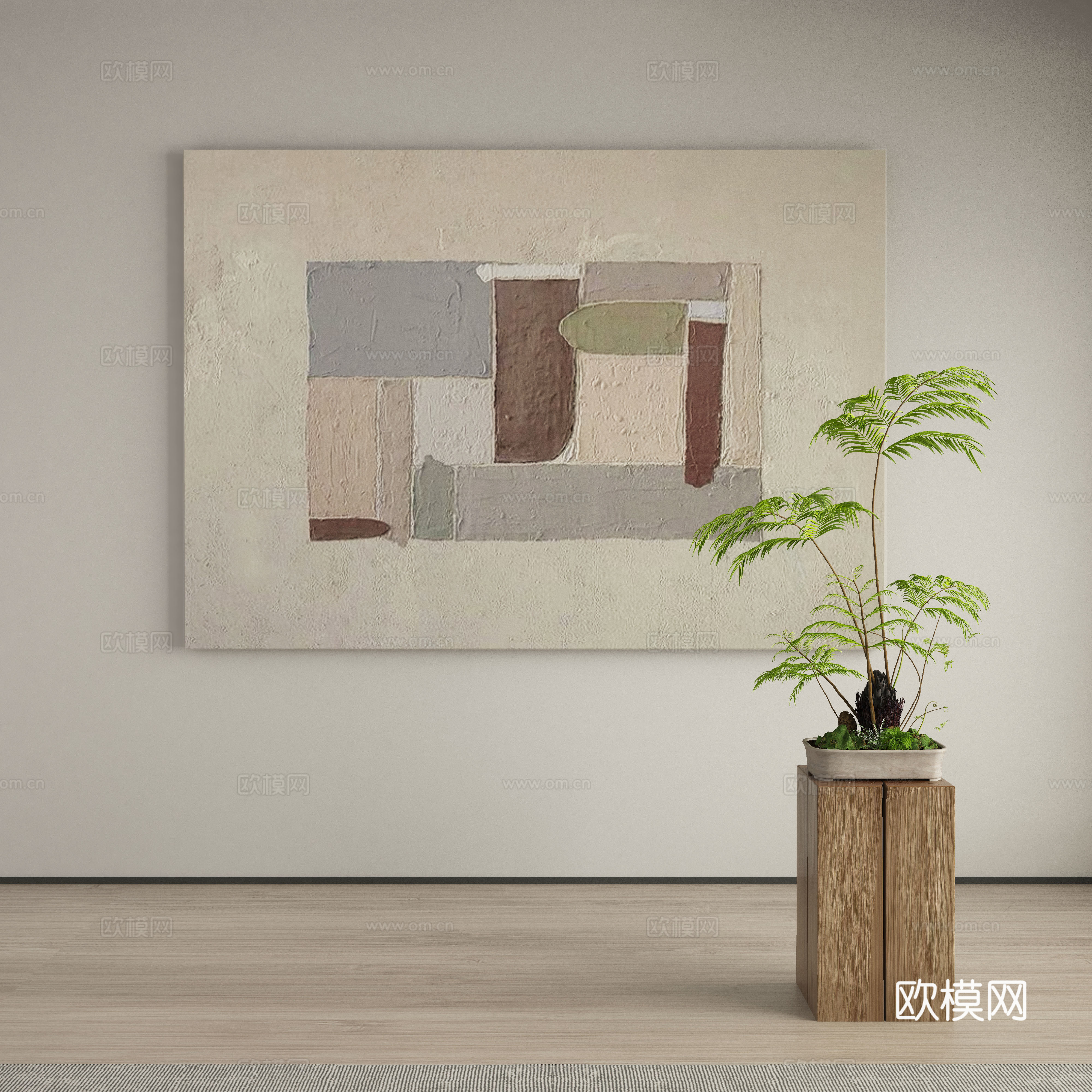 现代侘寂挂画 油画3d模型